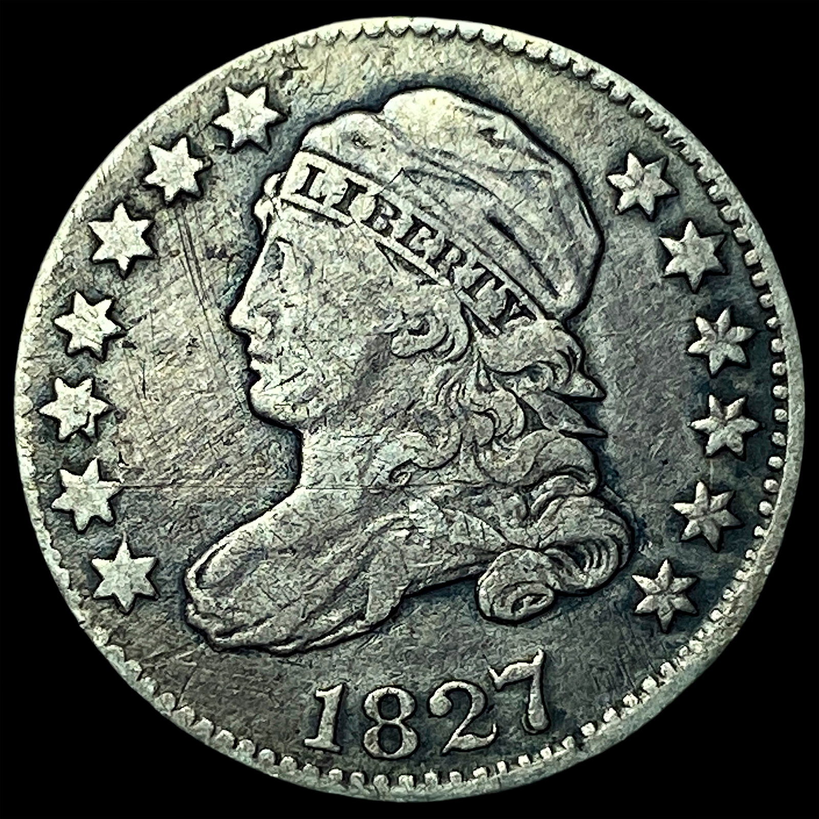 1827 Silver Capped Bust Dime NEARLY UNCIRCULATED: 1827 Silver Capped Bust Dime NEARLY UNCIRCULATED