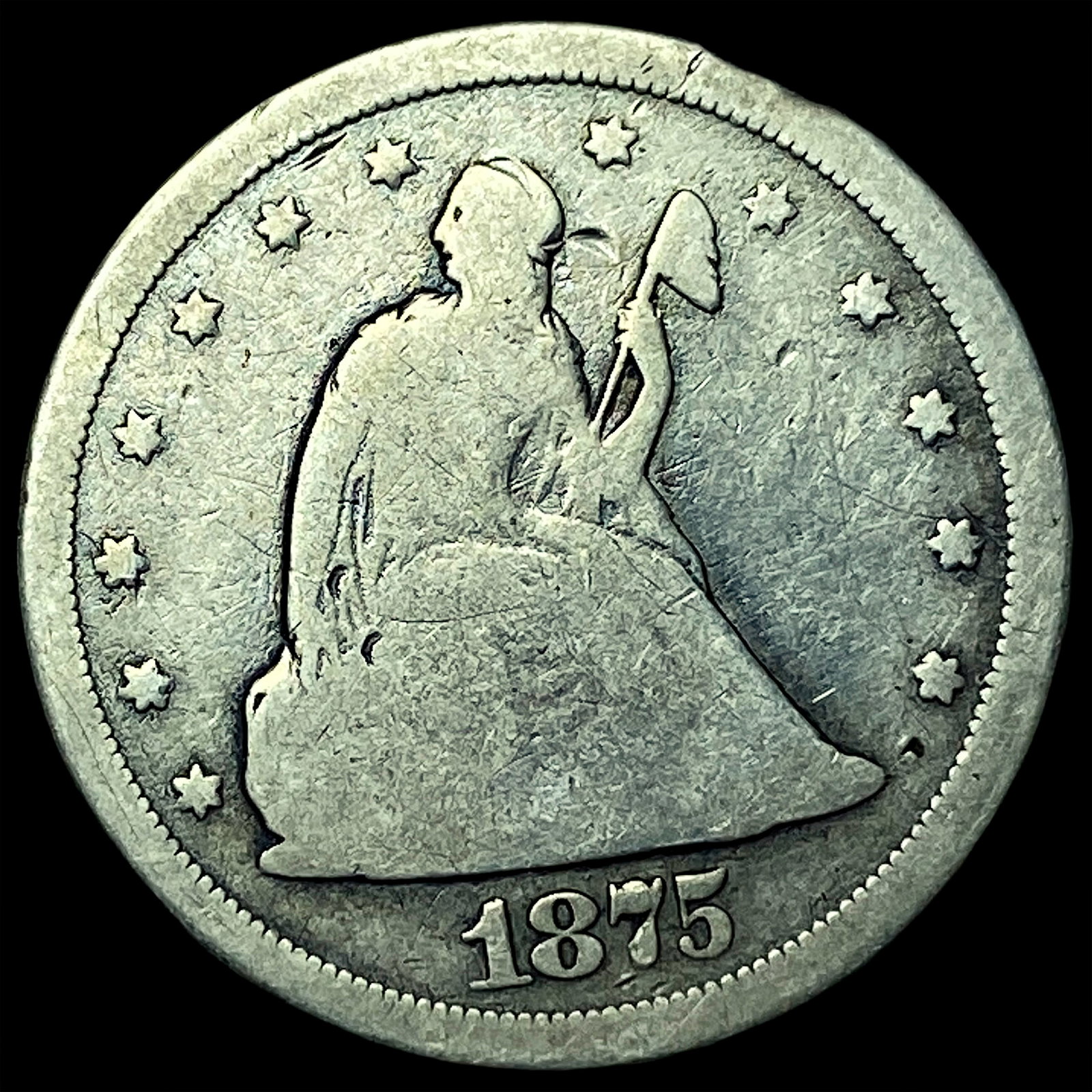 1875-S Seated Liberty Half Dollar LIGHTLY CIRCULATED: 1875-S Seated Liberty Half Dollar LIGHTLY CIRCULATED