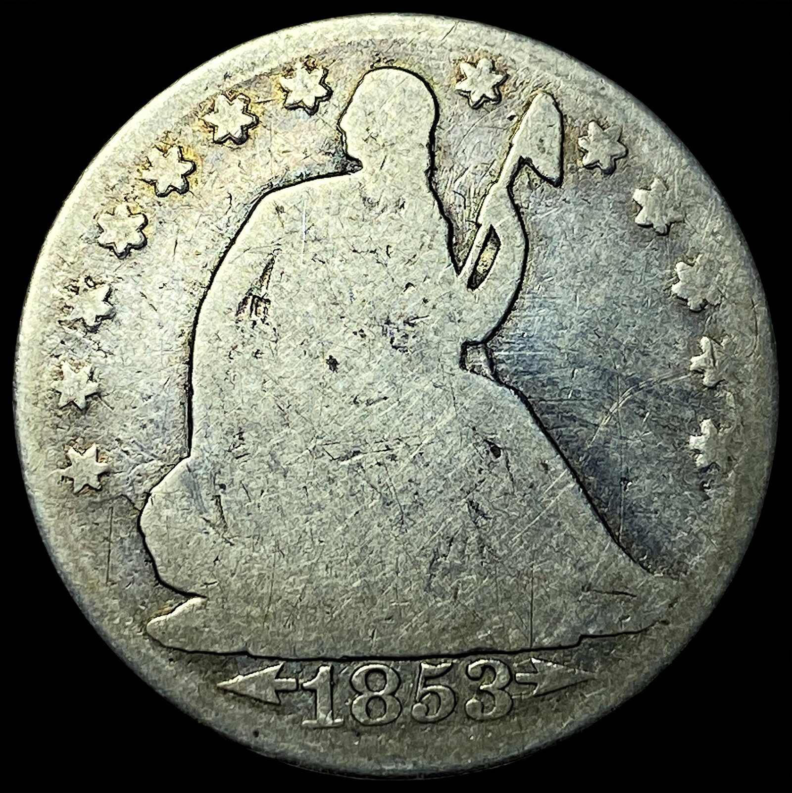 1853-O Arrows/Rays Seated Liberty Half Dollar NICELY CIRCULATED: 1853-O Arrows/Rays Seated Liberty Half Dollar NICELY CIRCULATED
