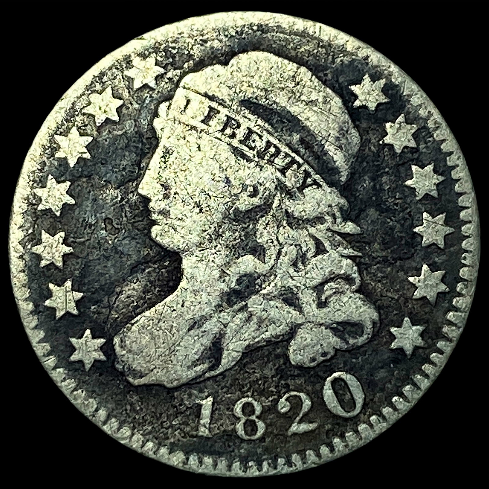 1820 Silver Capped Bust Dime ABOUT UNCIRCULATED: 1820 Silver Capped Bust Dime ABOUT UNCIRCULATED