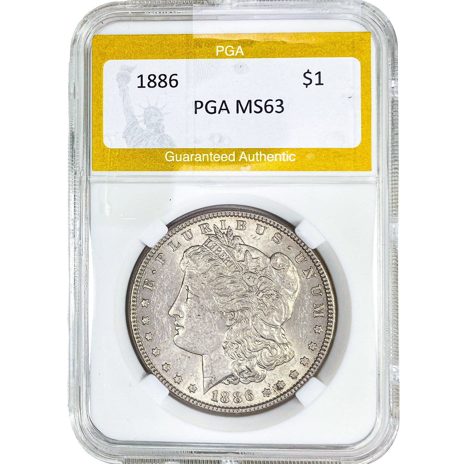 1886 Morgan Silver Dollar PGA MS63: 1886 Morgan Silver Dollar PGA MS63