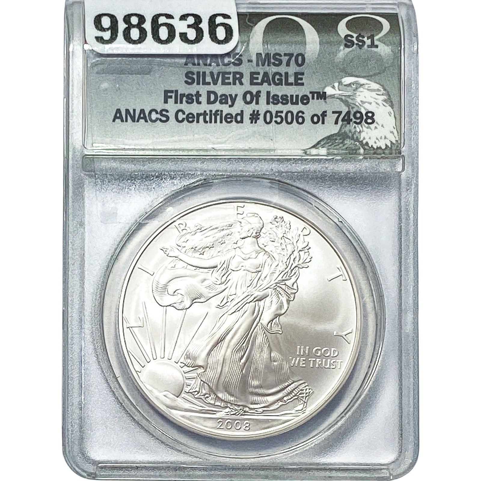 2008 Silver Eagle ANACS MS70 (1 of 2)