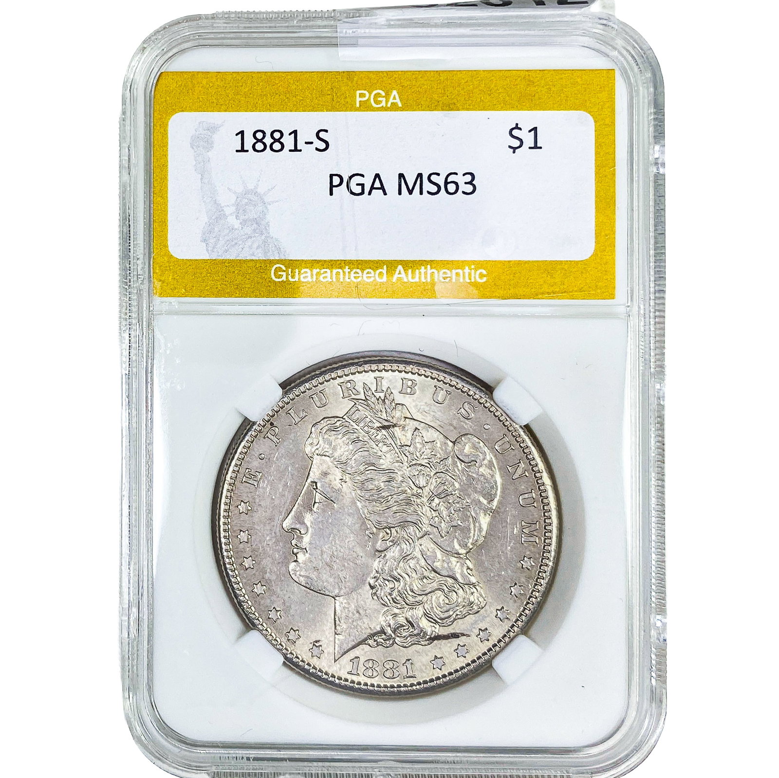 1881-S Morgan Silver Dollar PGA MS63: 1881-S Morgan Silver Dollar PGA MS63