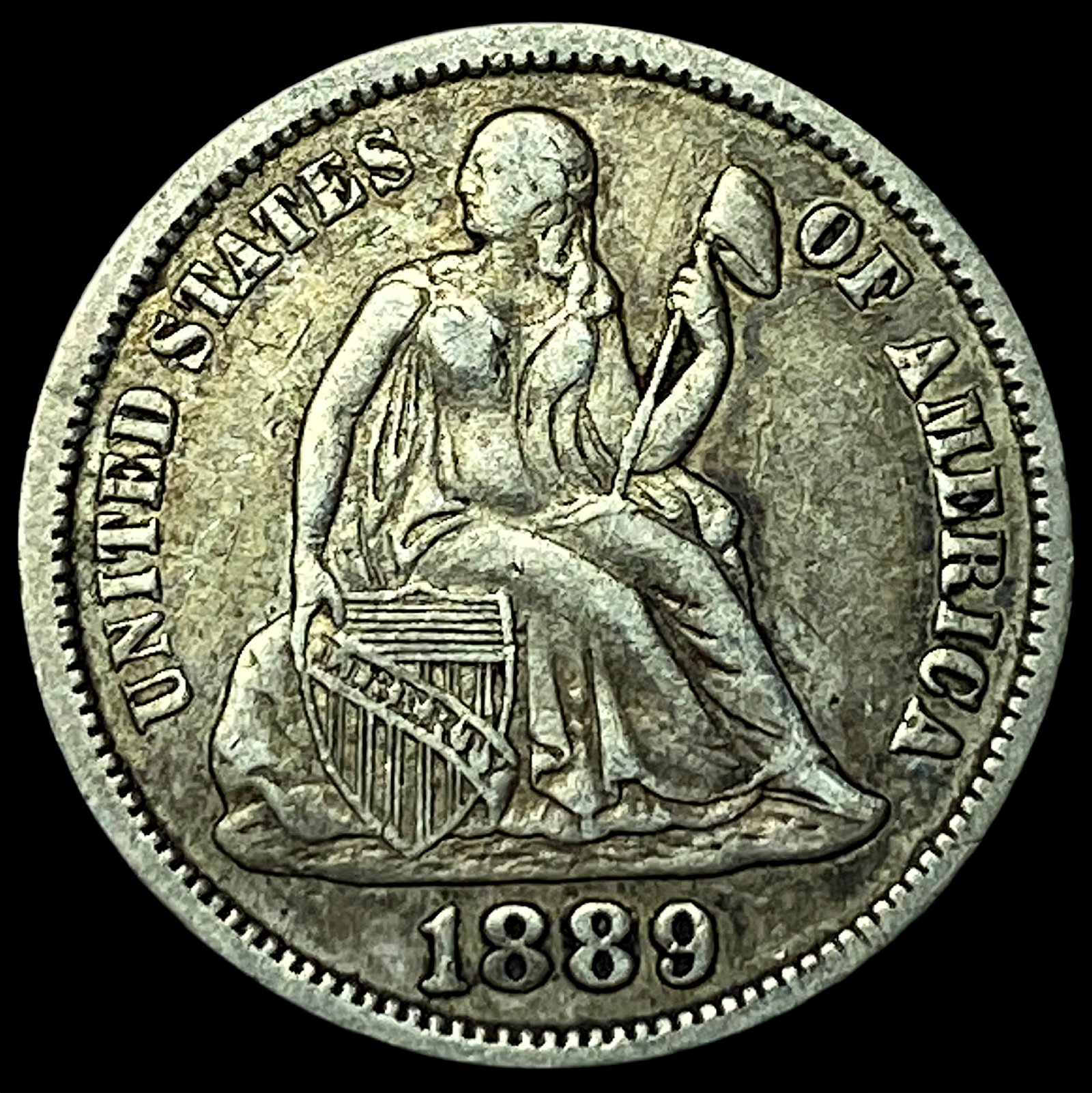 1889 Seated Liberty Dime NEARLY UNCIRCULATED: 1889 Seated Liberty Dime NEARLY UNCIRCULATED