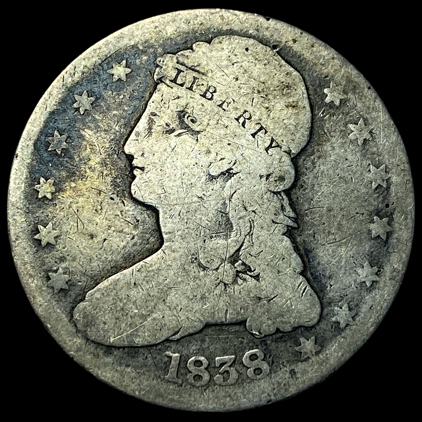 1838 Capped Bust Half Dollar NICELY CIRCULATED: 1838 Capped Bust Half Dollar NICELY CIRCULATED