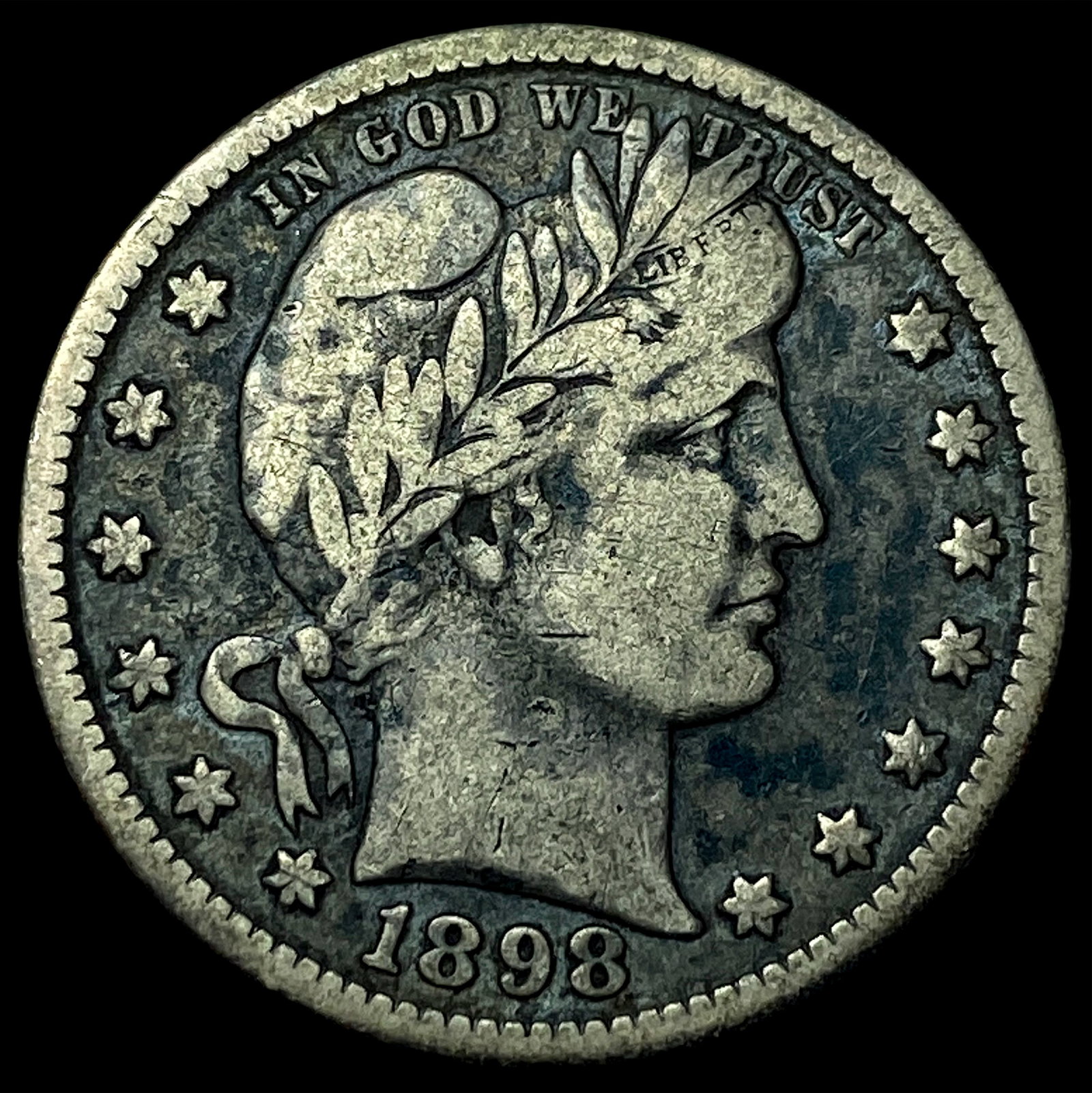 1898-O Silver Barber Quarter NEARLY UNCIRCULATED: 1898-O Silver Barber Quarter NEARLY UNCIRCULATED