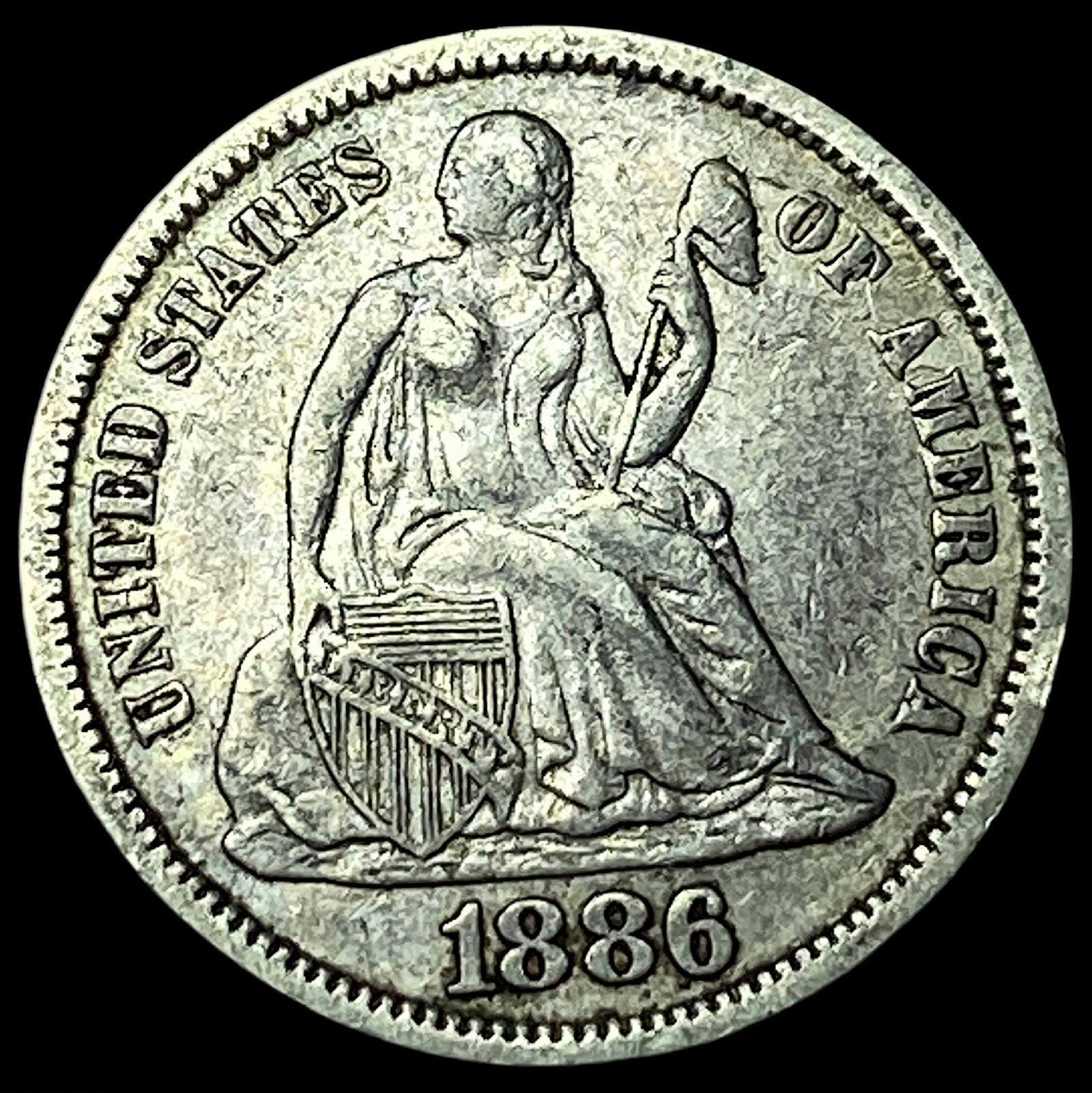 1886 Seated Liberty Dime NEARLY UNCIRCULATED: 1886 Seated Liberty Dime NEARLY UNCIRCULATED