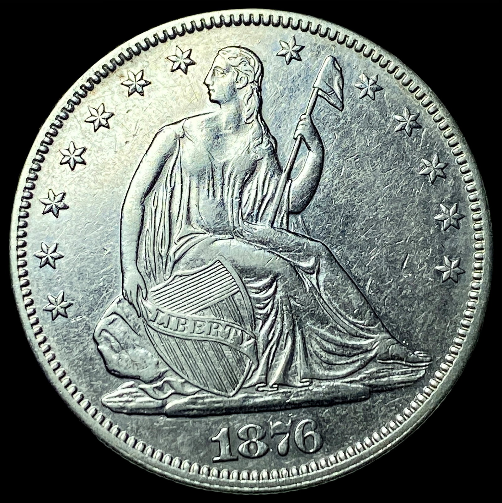 1876 Silver Seated Liberty Half Dollar CHOICE AU: 1876 Silver Seated Liberty Half Dollar CHOICE AU