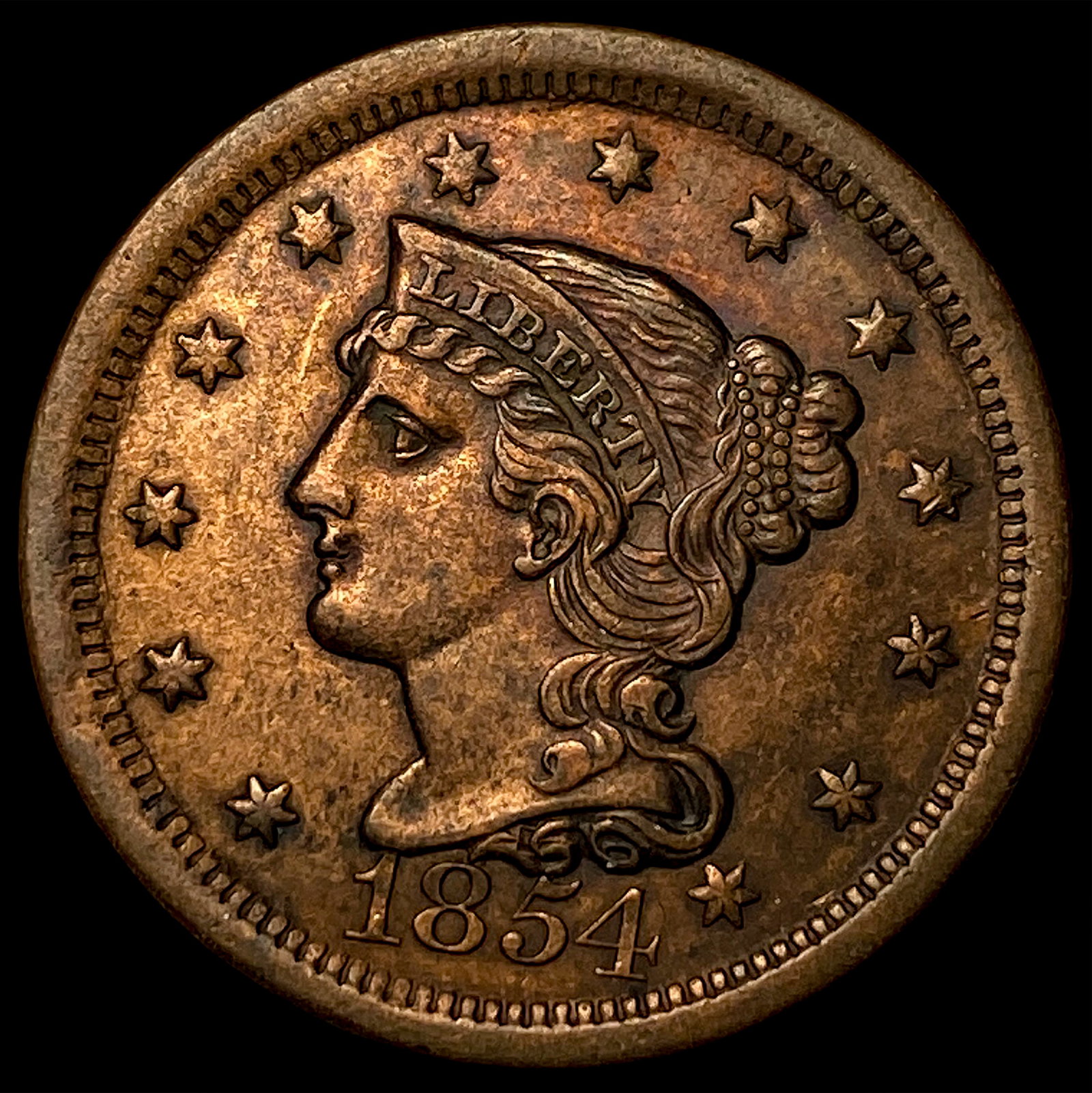 1854 Braided Hair Large Cent UNCIRCULATED: 1854 Braided Hair Large Cent UNCIRCULATED
