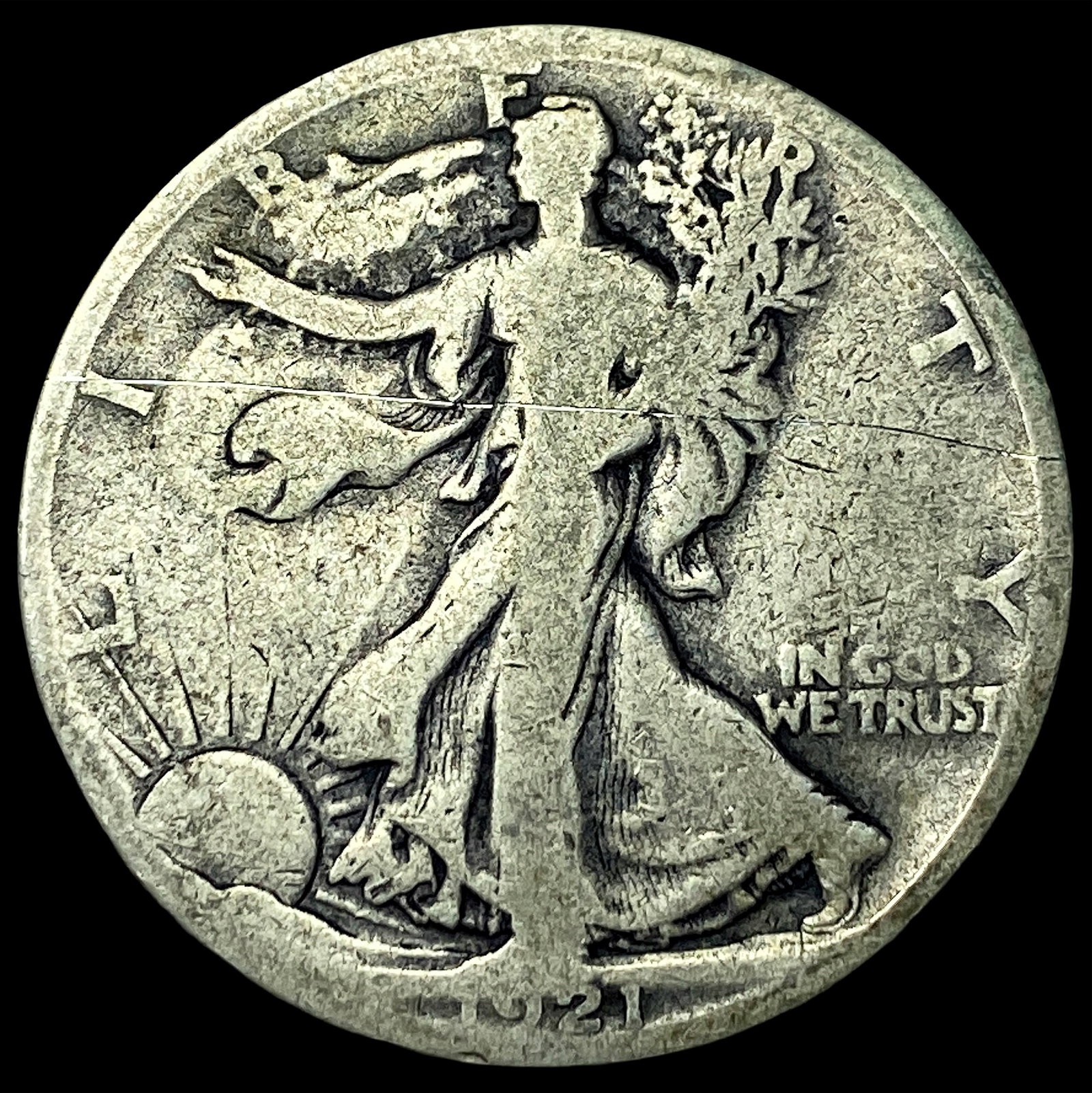 1921-S Silver Walking Liberty Half Dollar LIGHTLY CIRCULATED: 1921-S Silver Walking Liberty Half Dollar LIGHTLY CIRCULATED