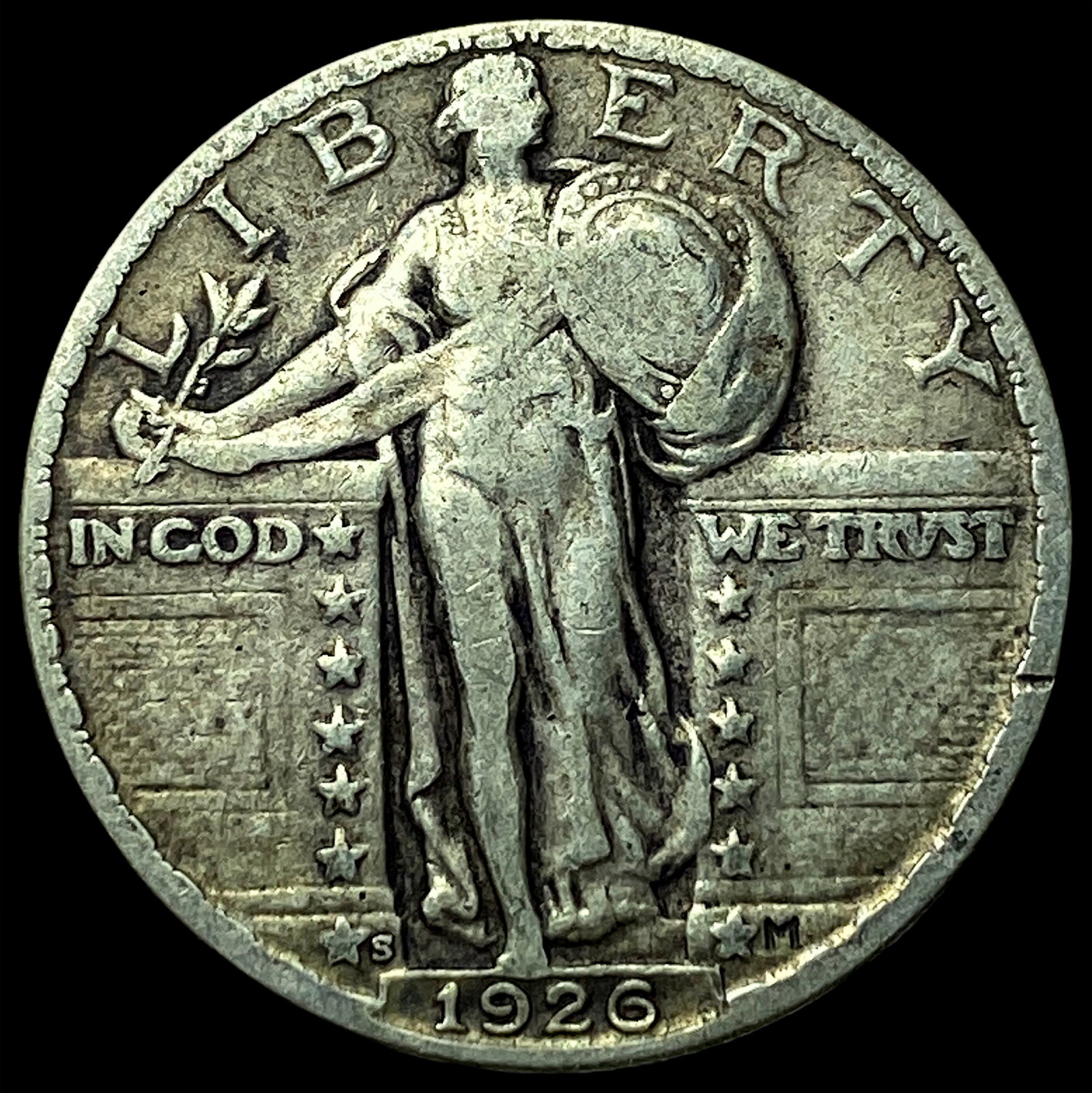 1926-S Silver Standing Liberty Quarter NEARLY UNCIRCULATED: 1926-S Silver Standing Liberty Quarter NEARLY UNCIRCULATED