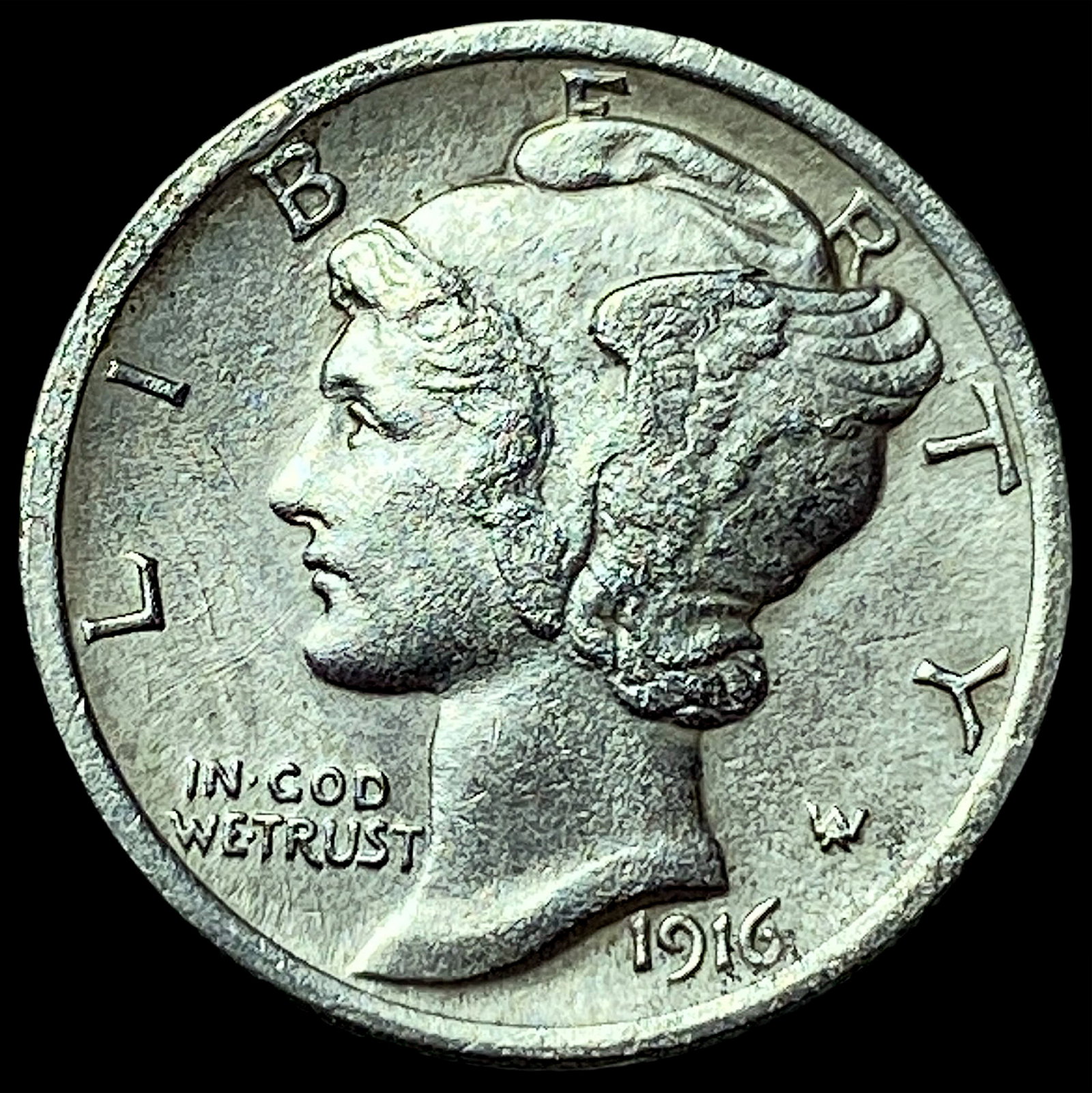 1916 Silver Mercury Dime NEARLY UNCIRCULATED: 1916 Silver Mercury Dime NEARLY UNCIRCULATED