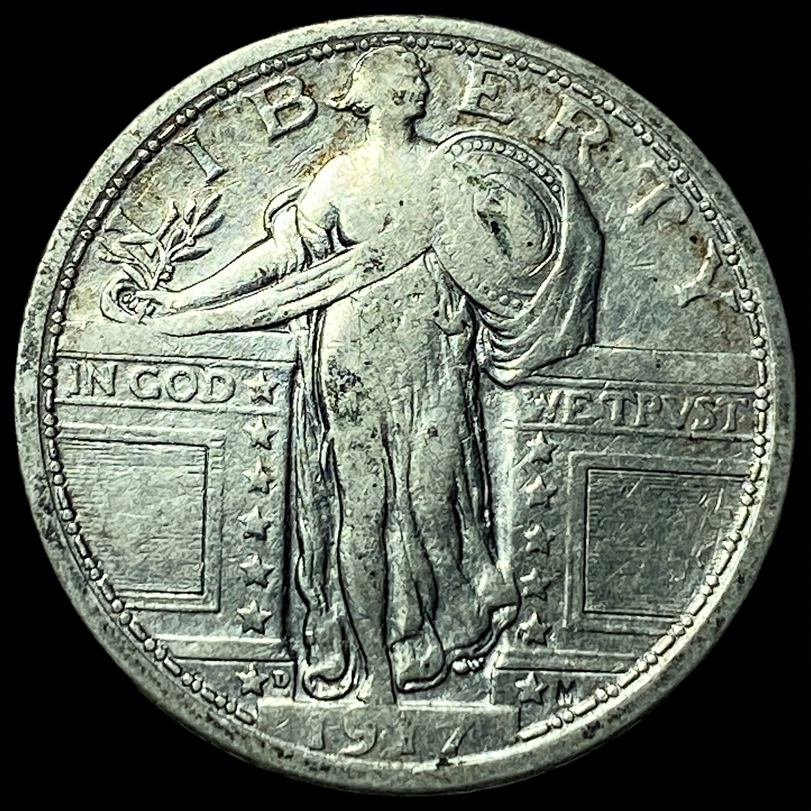 1917-D Type 1 Standing Liberty Quarter NEARLY UNCIRCULATED: 1917-D Type 1 Standing Liberty Quarter NEARLY UNCIRCULATED