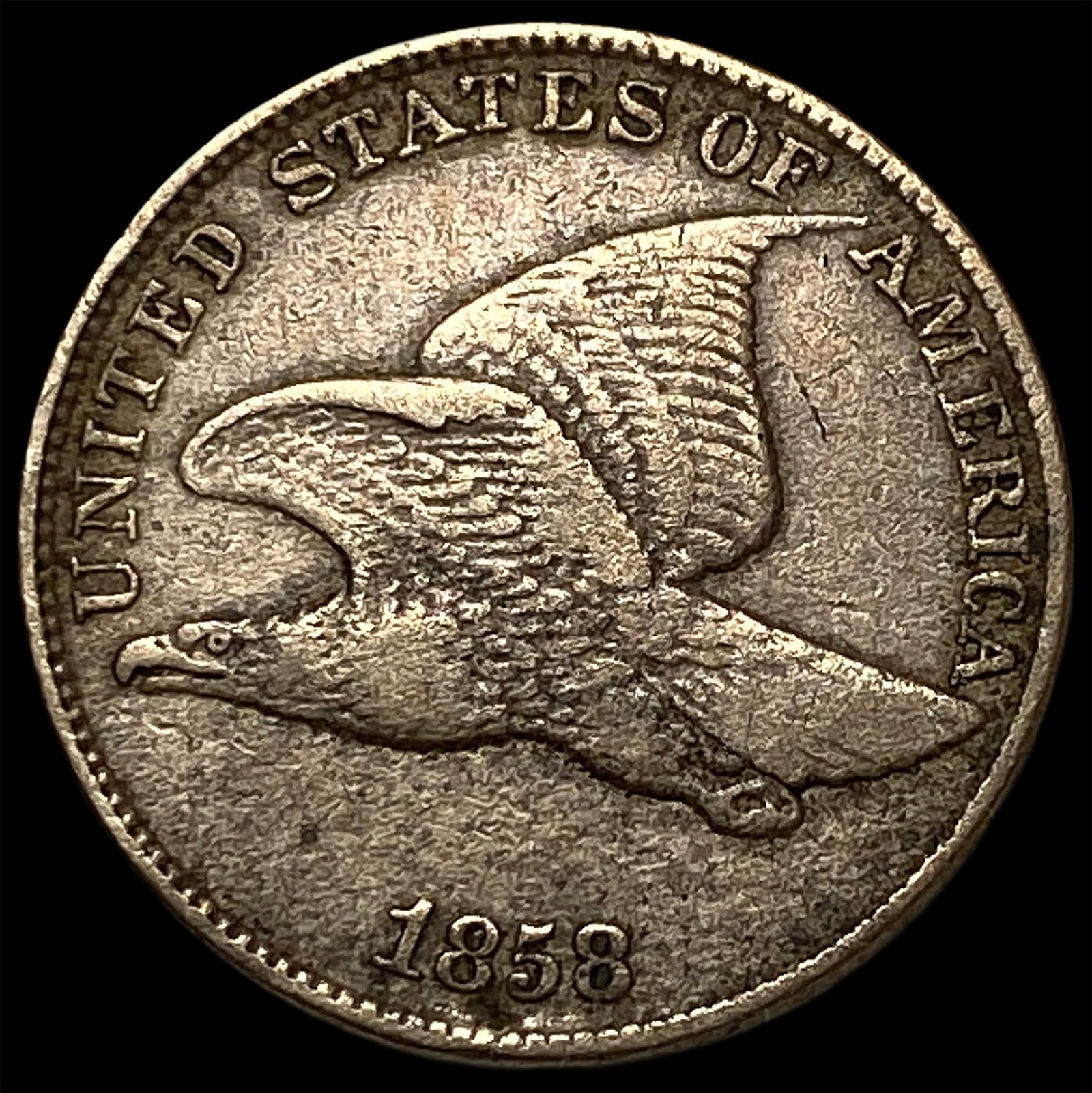 1858 Copper-Nickel Flying Eagle Cent CLOSELY UNCIRCULATED: 1858 Copper-Nickel Flying Eagle Cent CLOSELY UNCIRCULATED