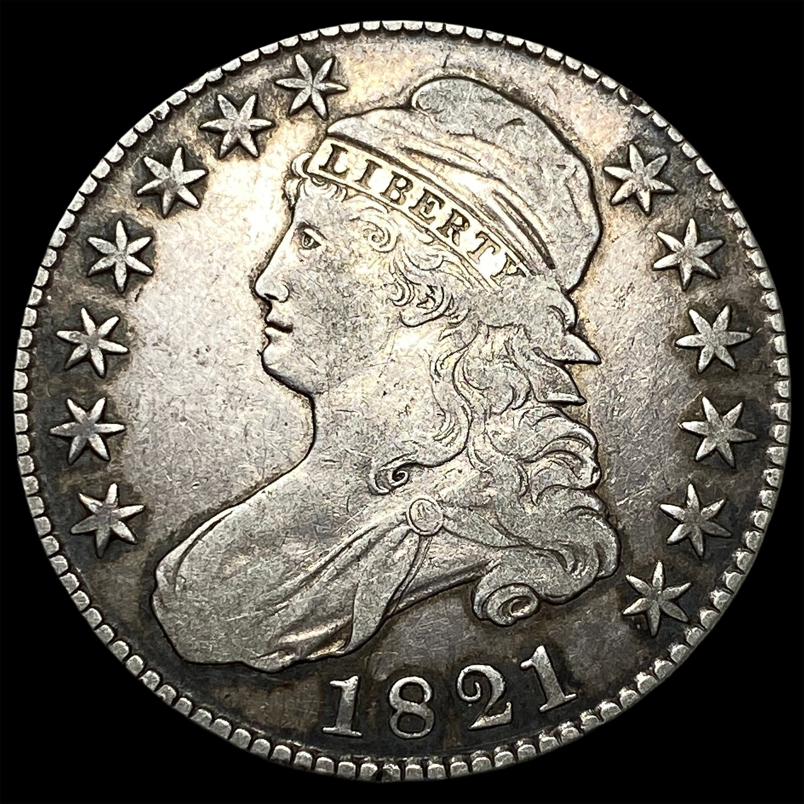1821 Silver Capped Bust Half Dollar NEARLY UNCIRCULATED (1 of 2)
