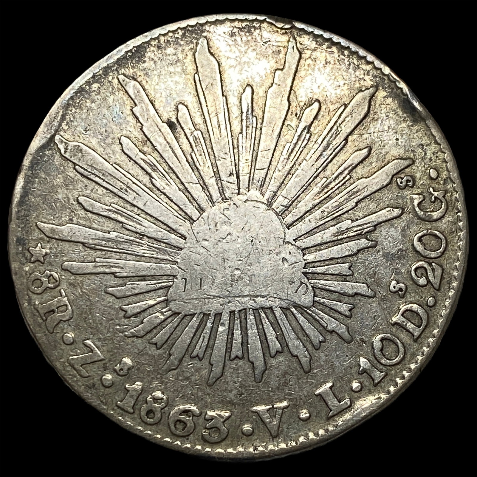 1863-Zs Mexico Silver 8 Reales ABOUT UNCIRCULATED: 1863-Zs Mexico Silver 8 Reales ABOUT UNCIRCULATED