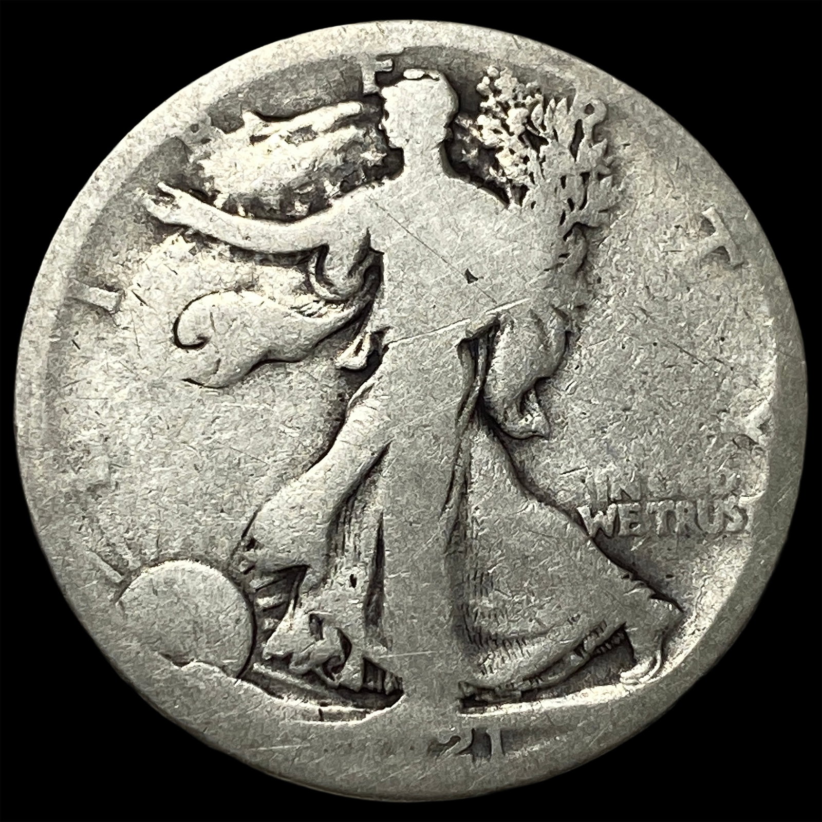 1921-D Silver Walking Liberty Half Dollar NICELY CIRCULATED: 1921-D Silver Walking Liberty Half Dollar NICELY CIRCULATED