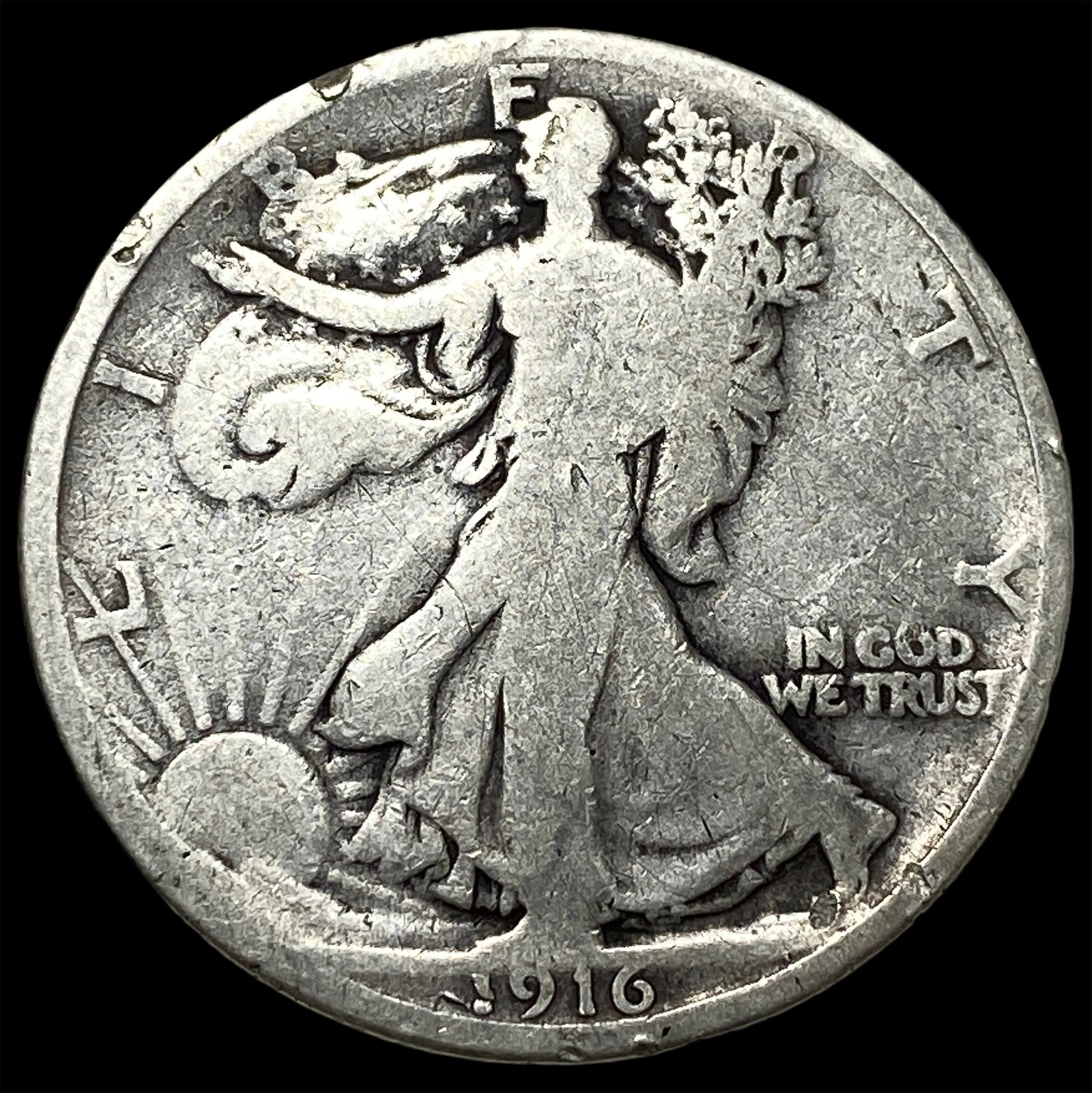 1916 Walking Liberty Half Dollar NICELY CIRCULATED: 1916 Walking Liberty Half Dollar NICELY CIRCULATED