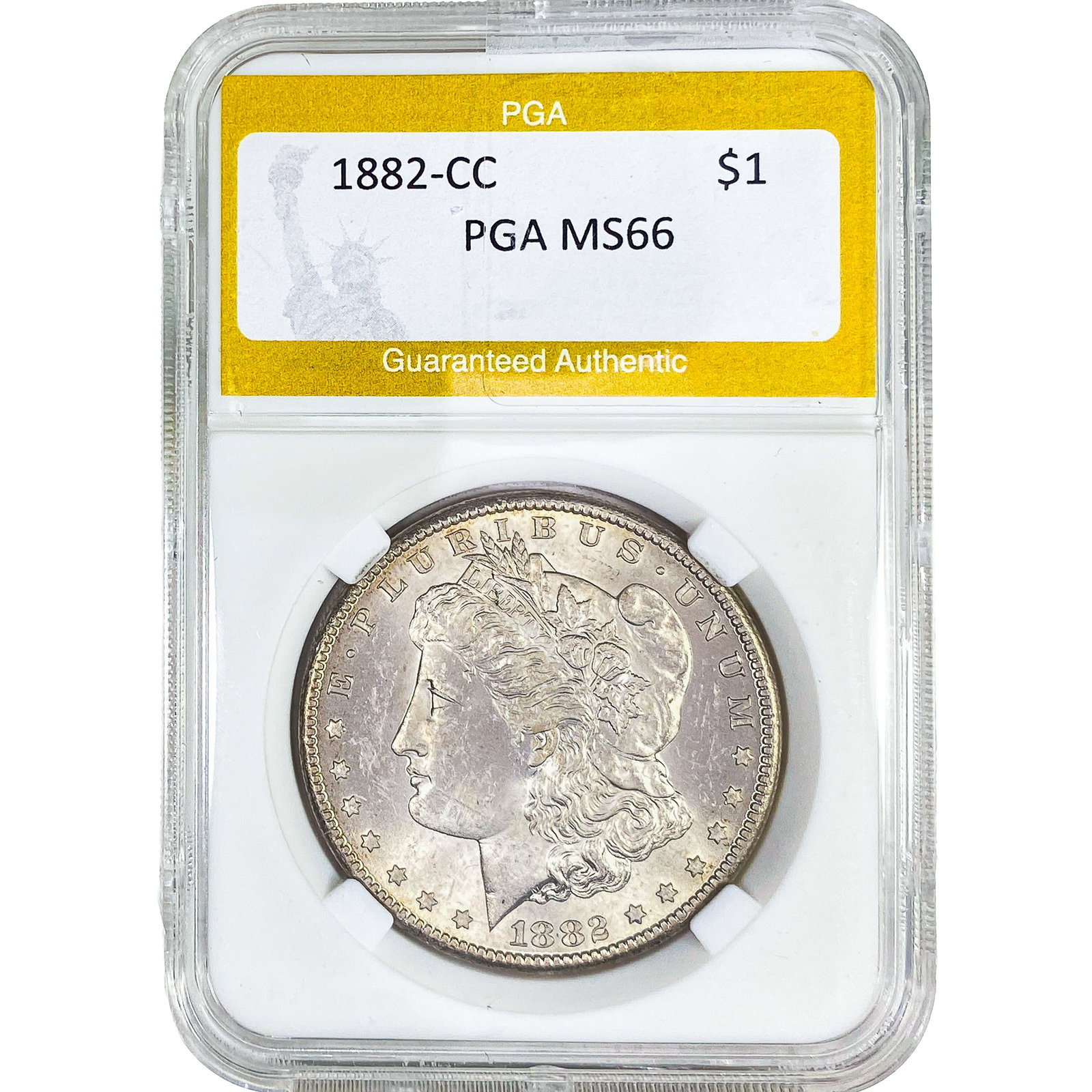 1882-CC Morgan Silver Dollar PGA MS66: 1882-CC Morgan Silver Dollar PGA MS66