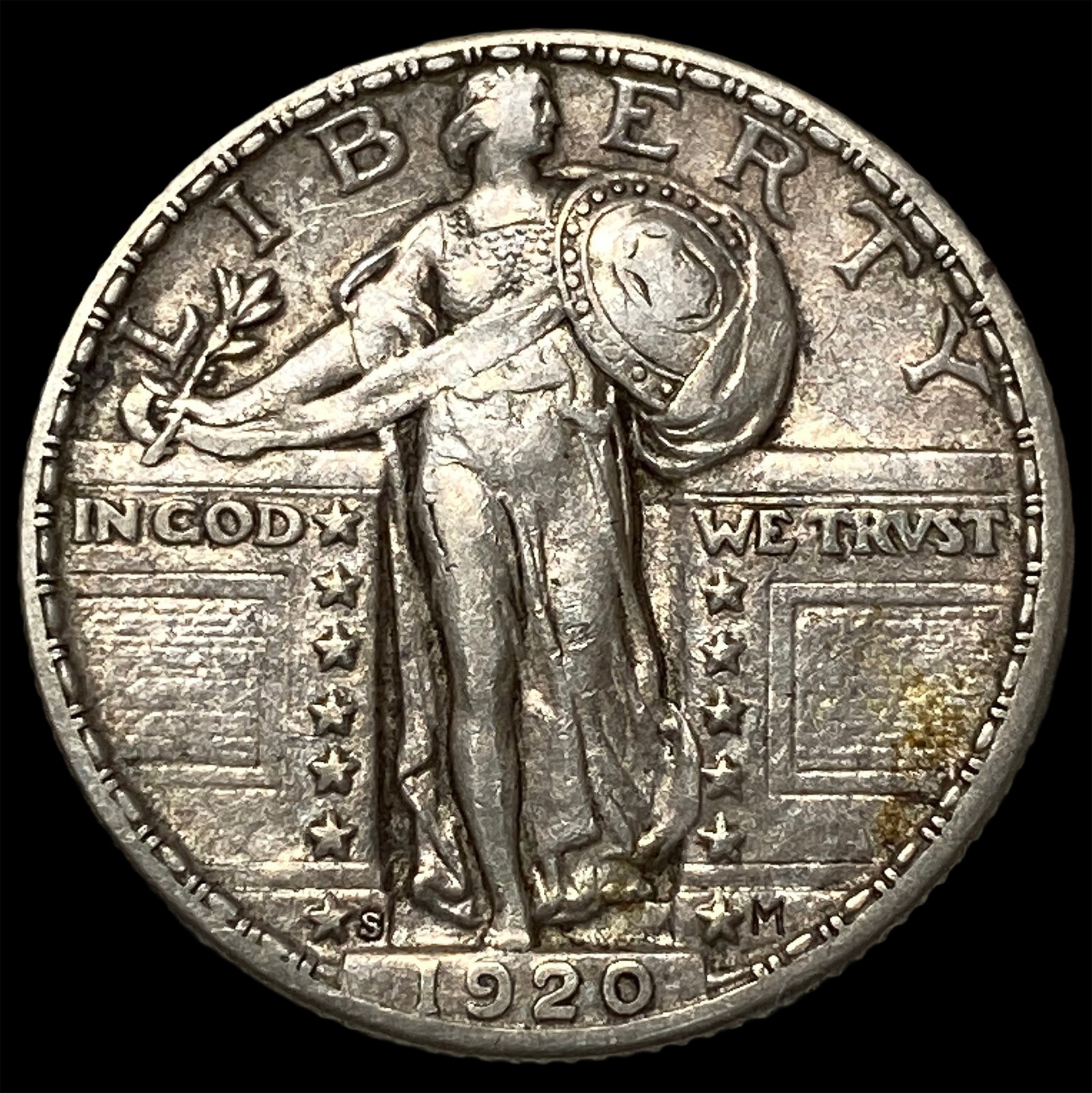 1920-S Silver Standing Liberty Quarter CLOSELY UNCIRCULATED: 1920-S Silver Standing Liberty Quarter CLOSELY UNCIRCULATED