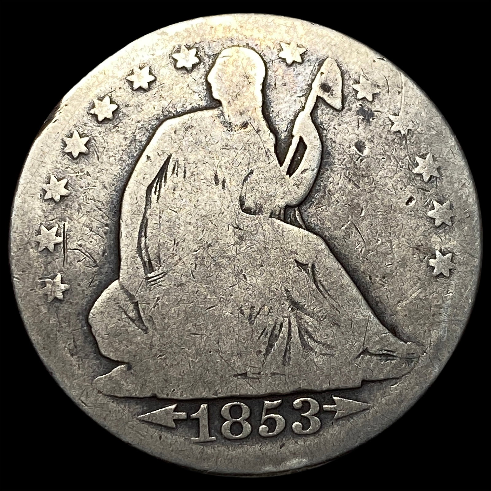 1853 Arrows Seated Liberty Half Dollar NICELY CIRCULATED: 1853 Arrows Seated Liberty Half Dollar NICELY CIRCULATED