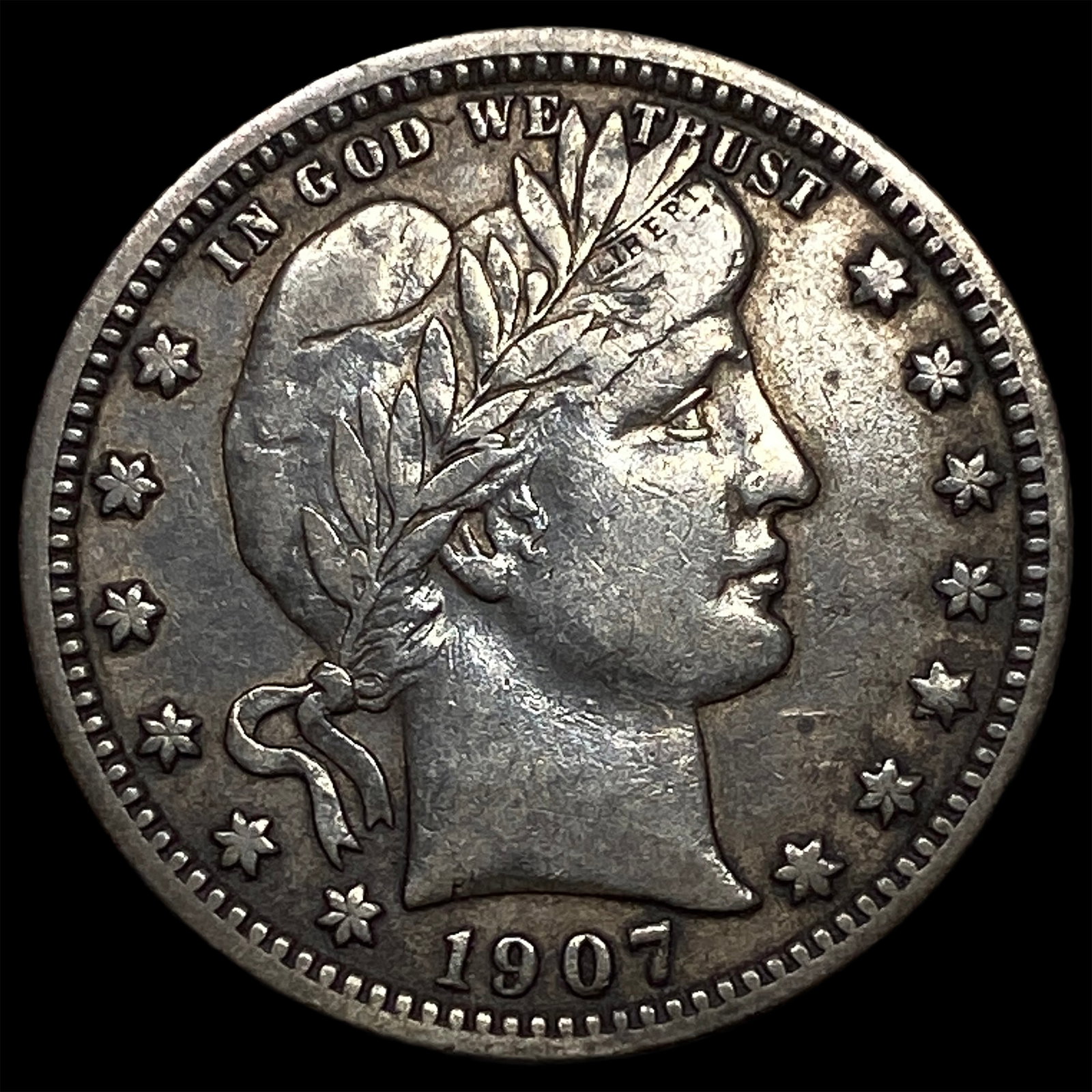 1907-S Silver Barber Quarter NEARLY UNCIRCULATED