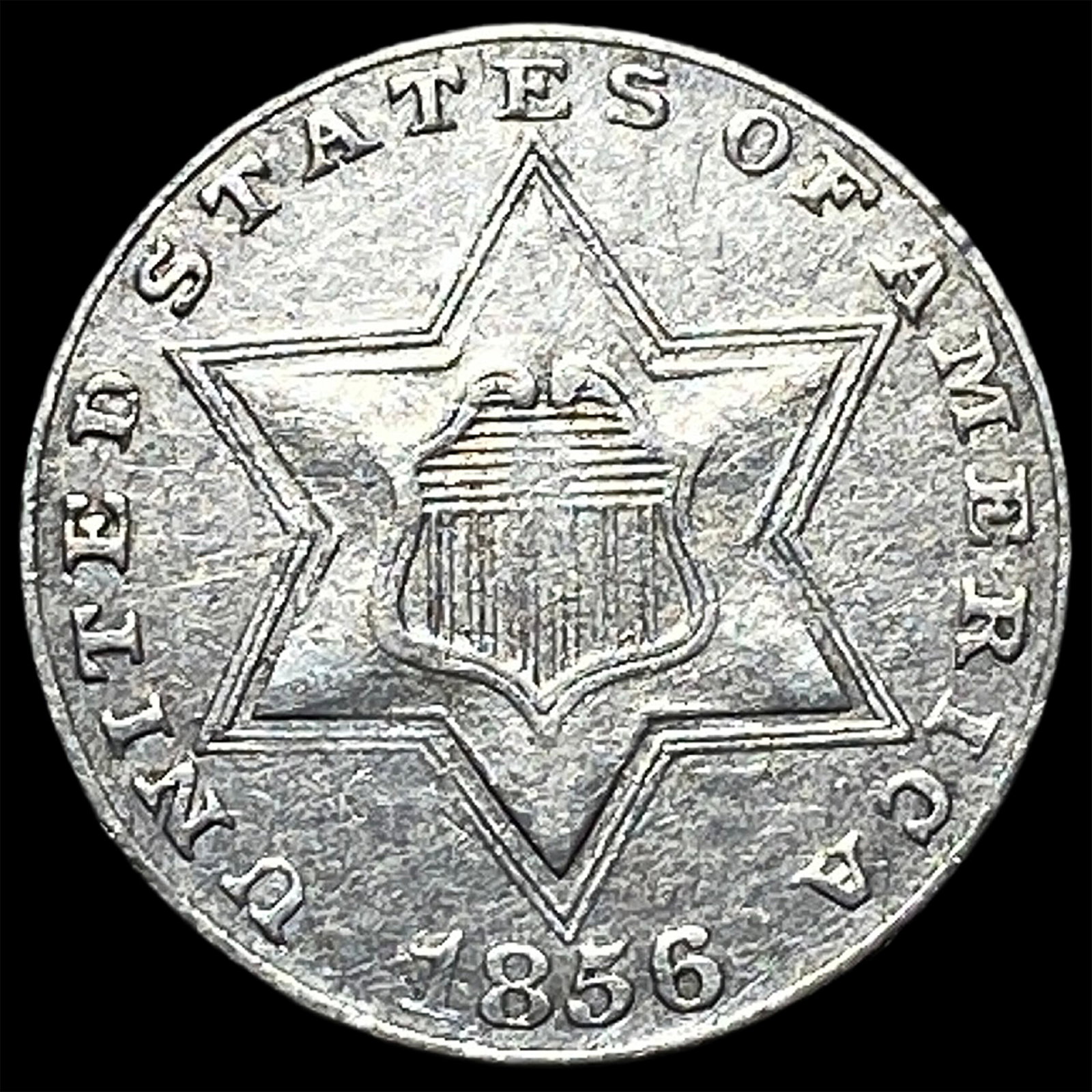1856 Silver Three-Cent Piece NEARLY UNCIRCULATED (1 of 2)