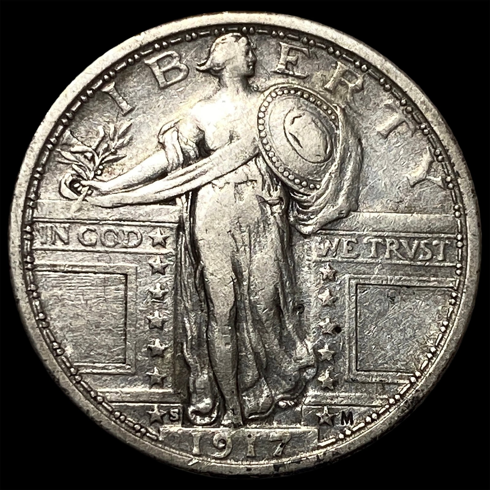 1917-S Silver Standing Liberty Quarter NEARLY UNCIRCULATED: 1917-S Silver Standing Liberty Quarter NEARLY UNCIRCULATED