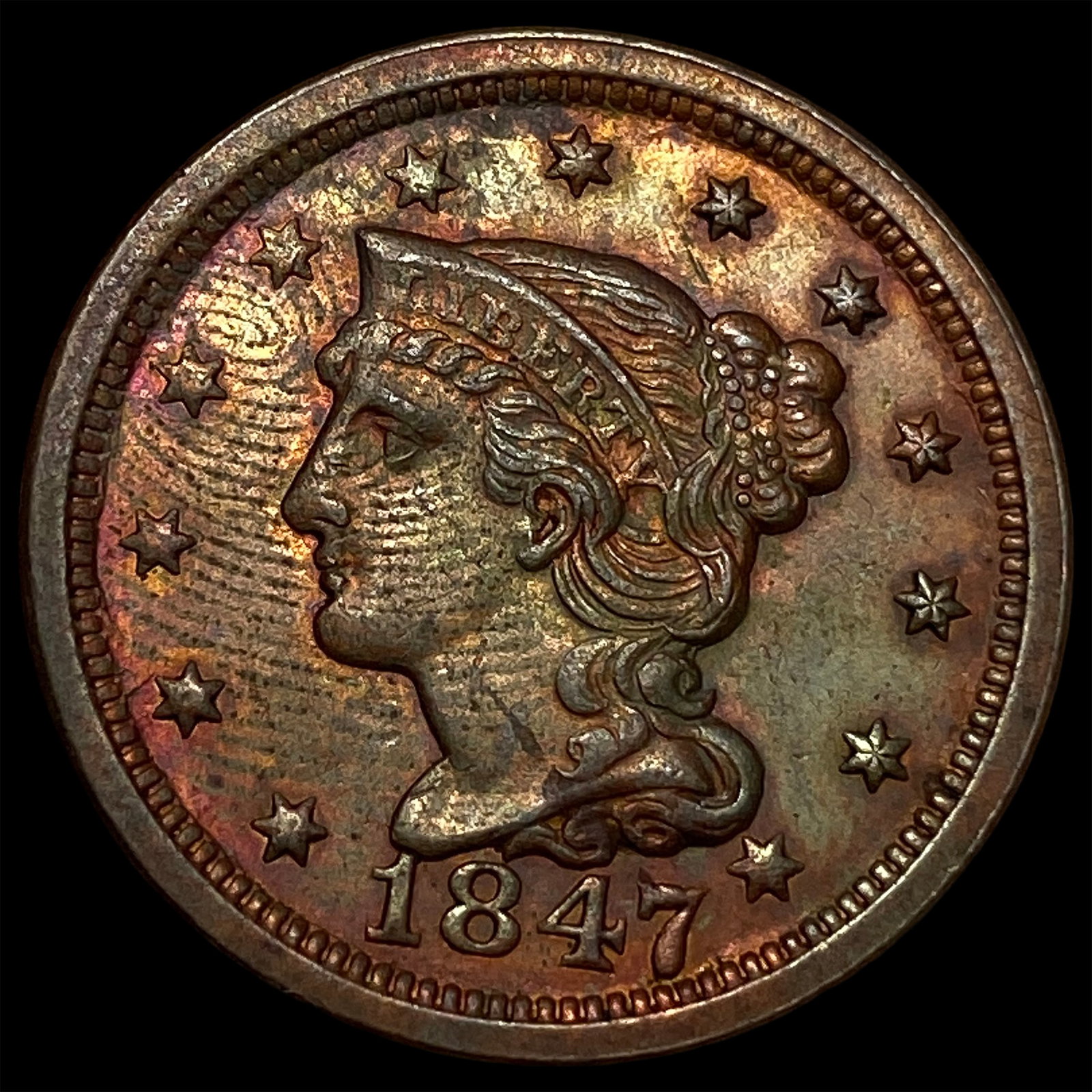 1847 Braided Hair Large Cent UNCIRCULATED (1 of 2)