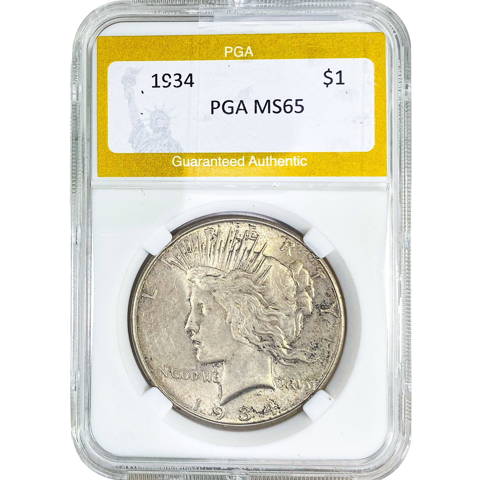 1934 Silver Peace Dollar PGA MS65: 1934 Silver Peace Dollar PGA MS65
