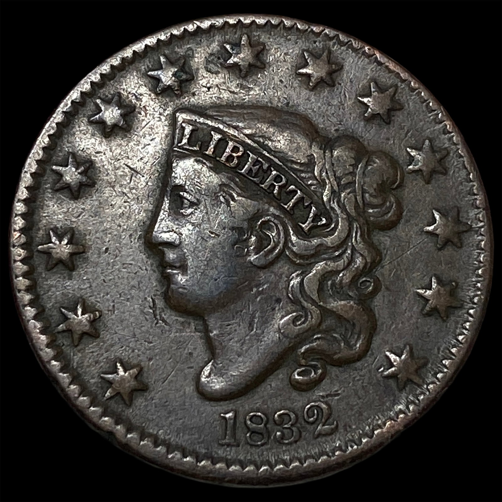 1832 Coronet Head Large Cent NEARLY UNCIRCULATED: 1832 Coronet Head Large Cent NEARLY UNCIRCULATED