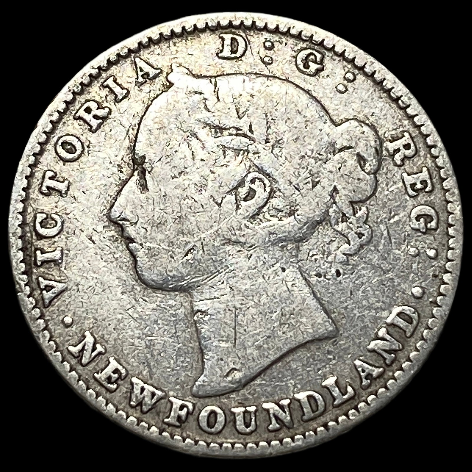 1882-H Silver 10 Cents Newfoundland ABOUT UNCIRCULATED: 1882-H Silver 10 Cents Newfoundland ABOUT UNCIRCULATED