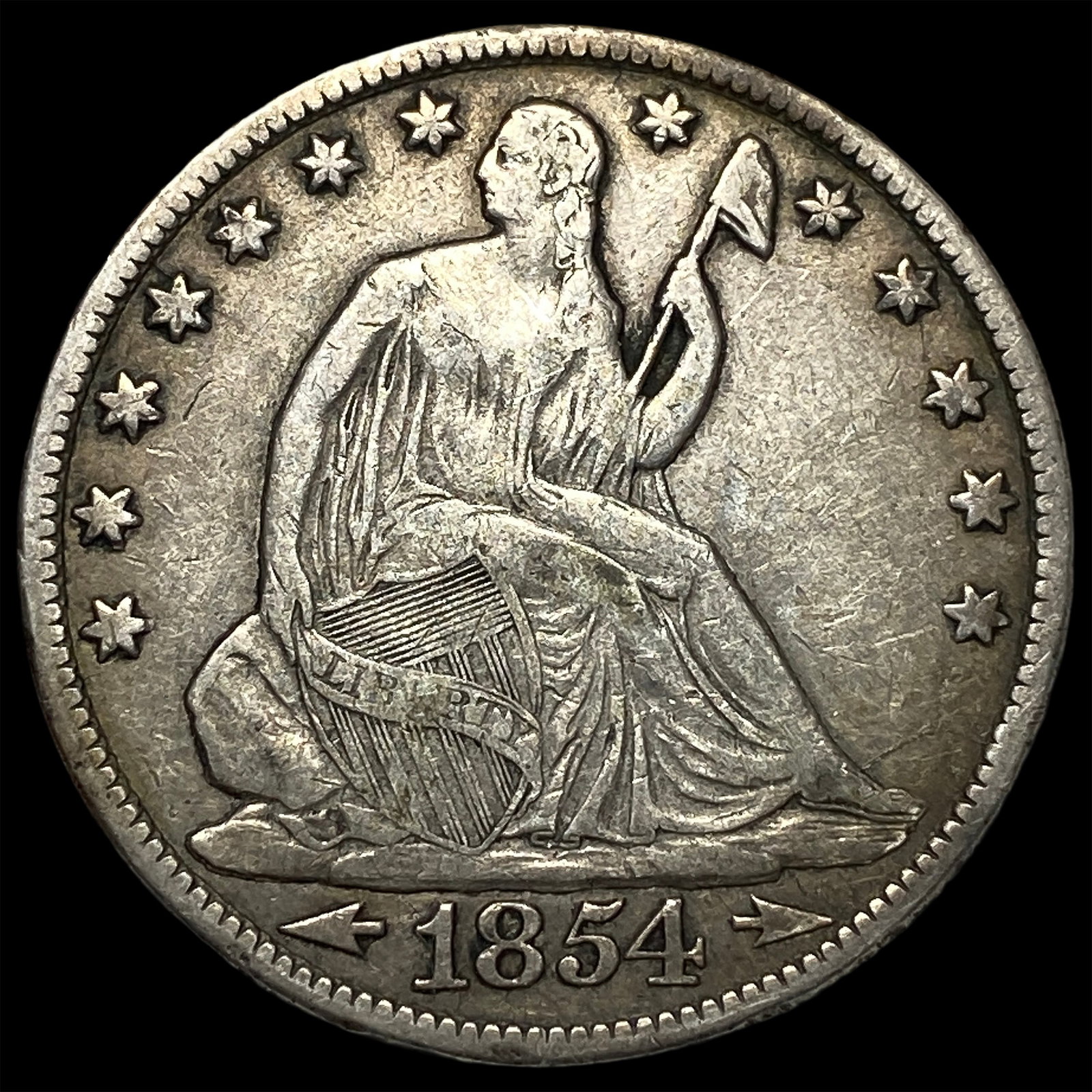1854-O Silver Half Dollar NEARLY UNCIRCULATED: 1854-O Silver Half Dollar NEARLY UNCIRCULATED