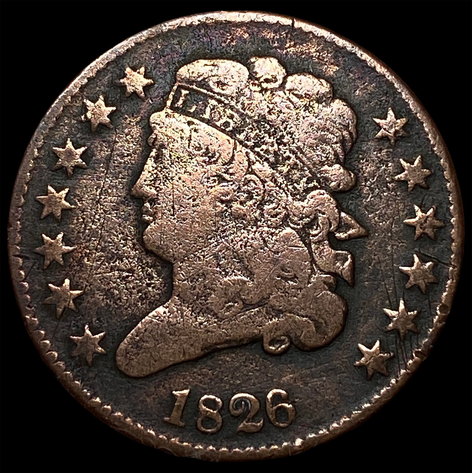 1826 Copper Half Cent LIGHTLY CIRCULATED: 1826 Copper Half Cent LIGHTLY CIRCULATED