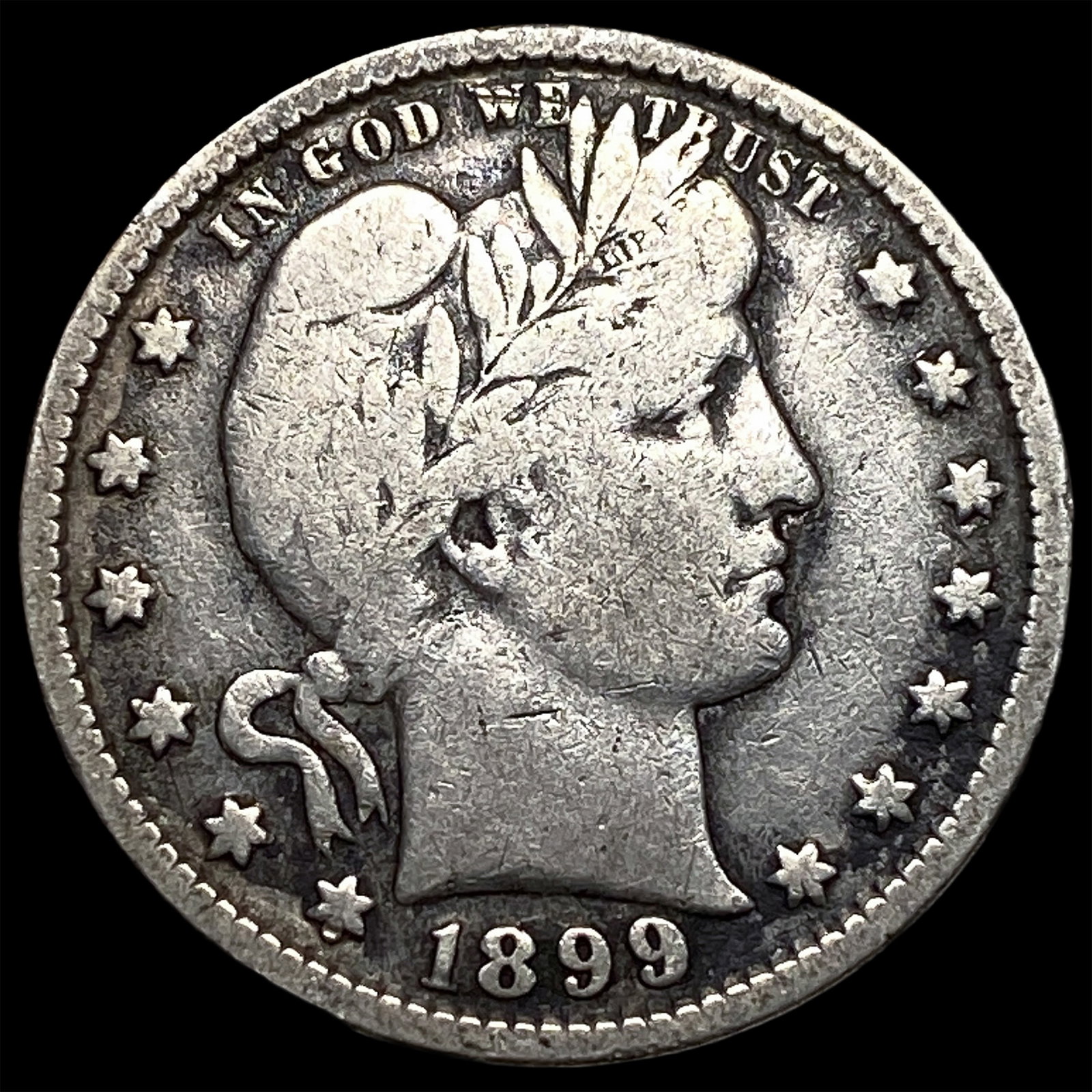 1899-S Silver Barber Quarter ABOUT UNCIRCULATED: 1899-S Silver Barber Quarter ABOUT UNCIRCULATED