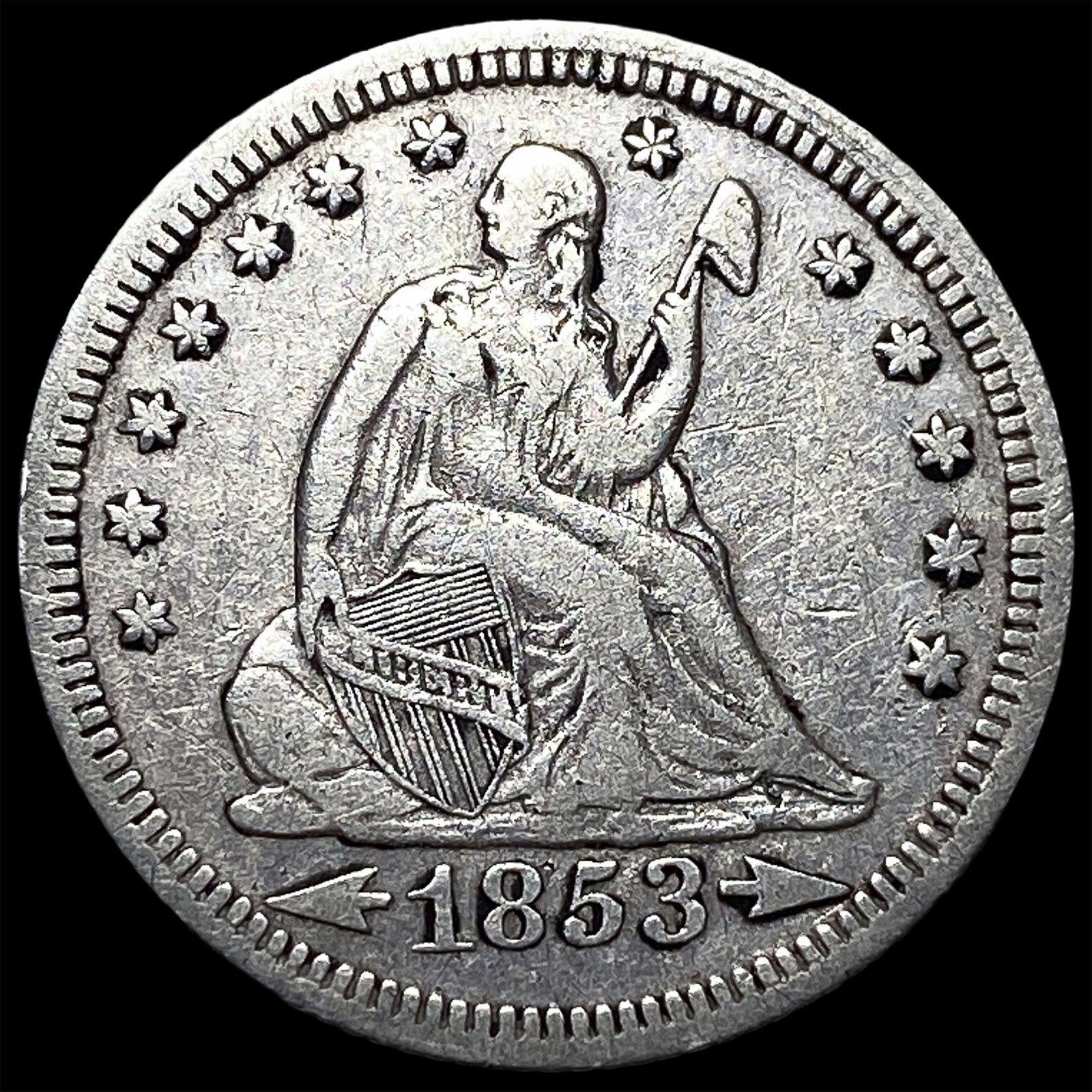 1853 Arrows Seated Liberty Quarter LIGHTLY CIRCULATED: 1853 Arrows Seated Liberty Quarter LIGHTLY CIRCULATED