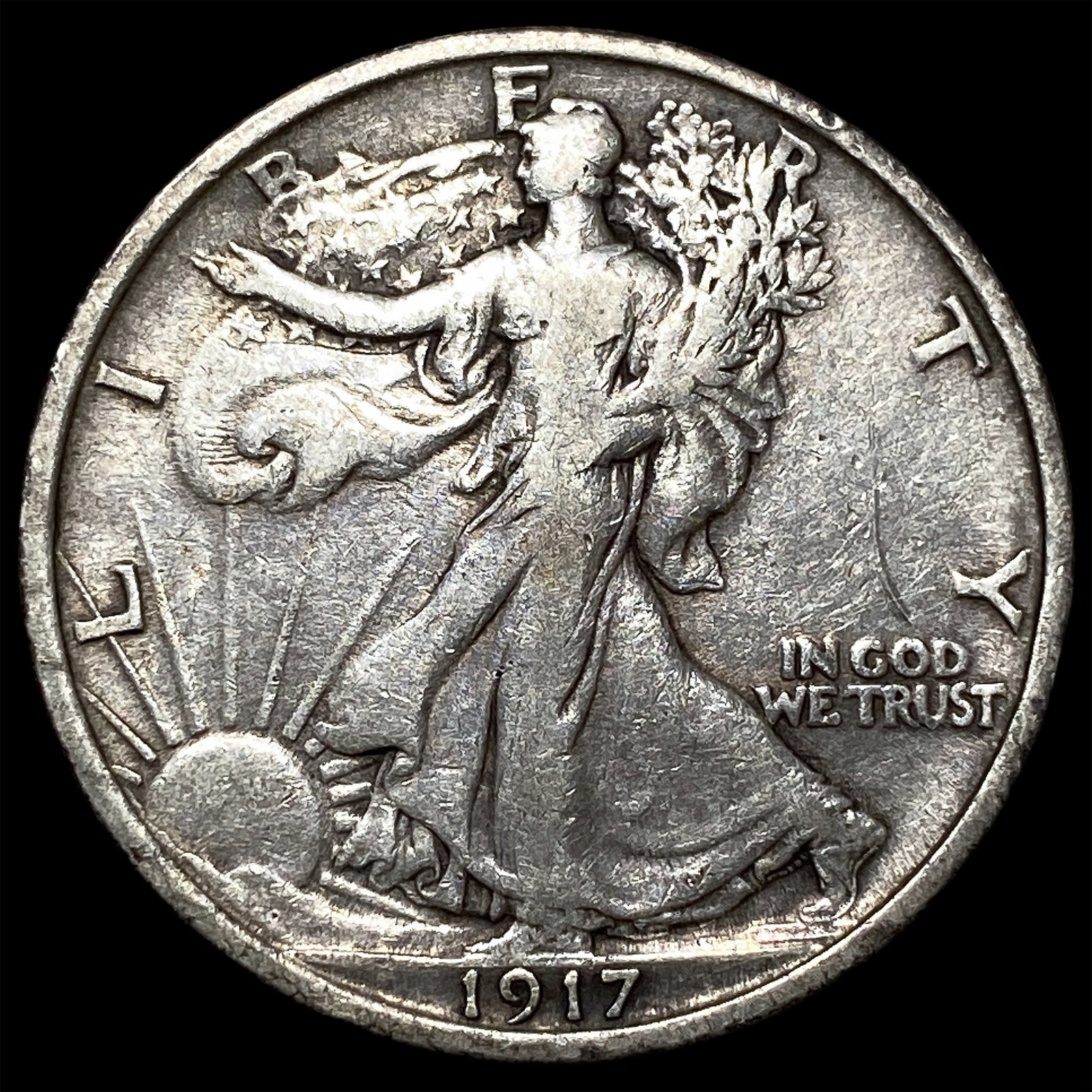 1917-D Silver Walking Liberty Half Dollar NEARLY UNCIRCULATED: 1917-D Silver Walking Liberty Half Dollar NEARLY UNCIRCULATED