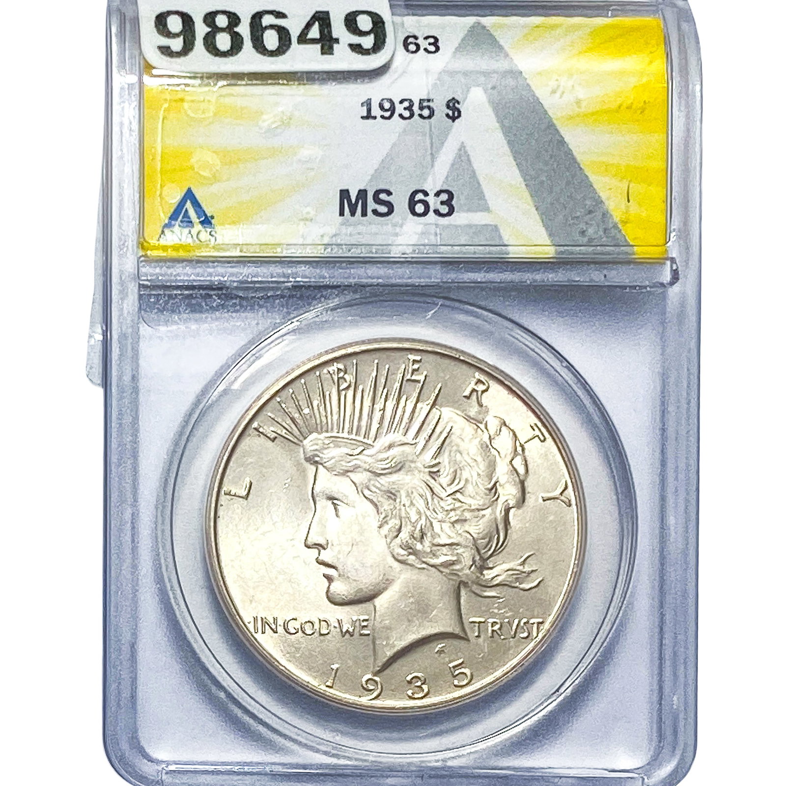 1935 Silver Peace Dollar ANACS MS63: 1935 Silver Peace Dollar ANACS MS63