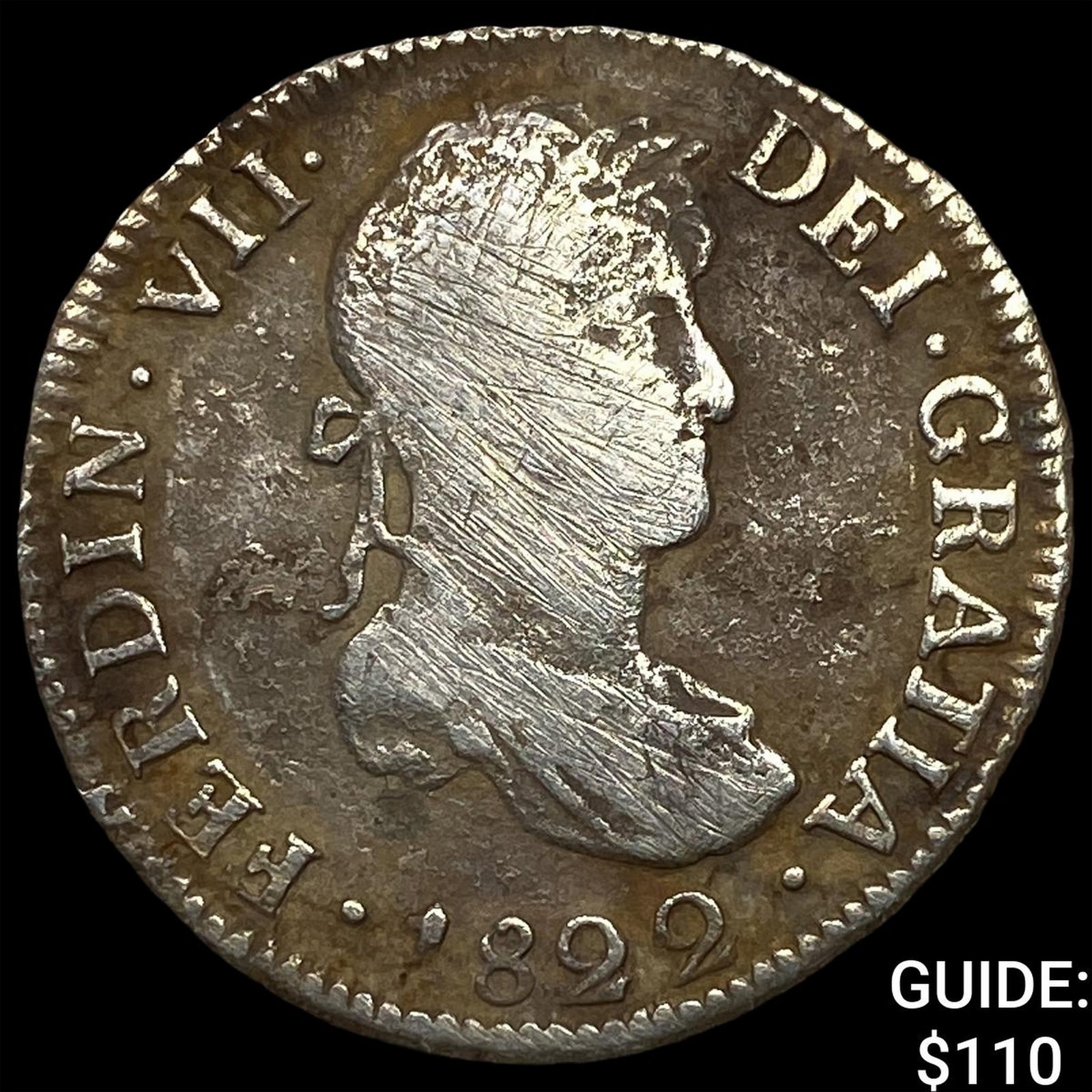 1822-PJ Bolivia Ferdinand VII Silver 2 Reales (1 of 2)