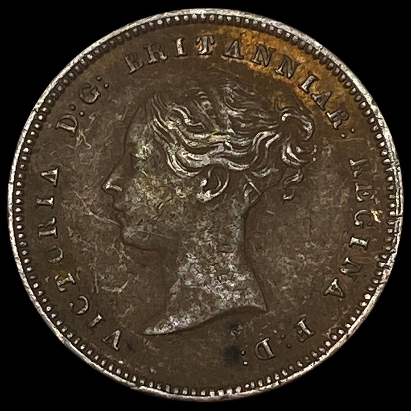 1843 Ceylon Copper 1/2 Farthing (1 of 2)