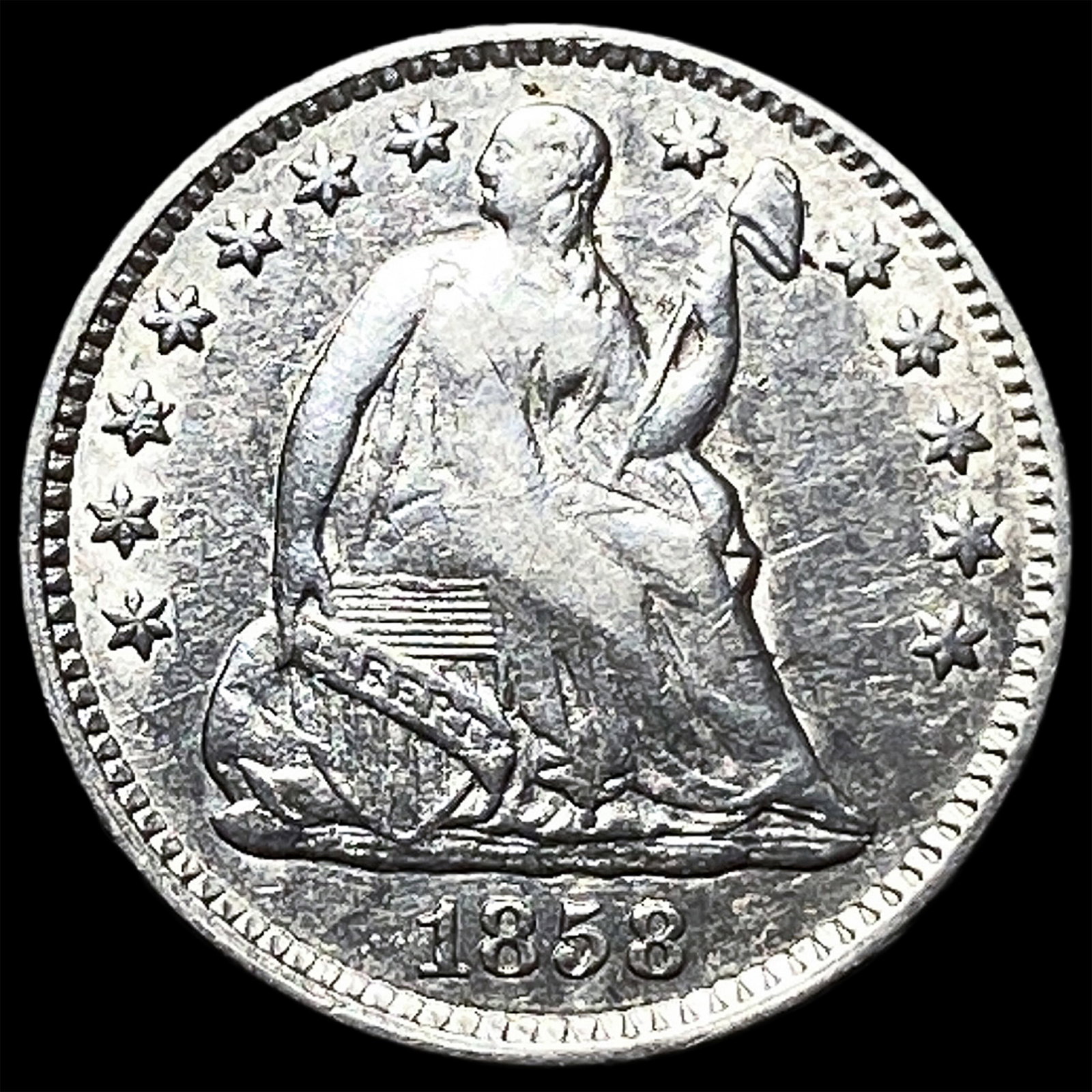 1858 Seated Liberty Half Dime NEARLY UNCIRCULATED: 1858 Seated Liberty Half Dime NEARLY UNCIRCULATED