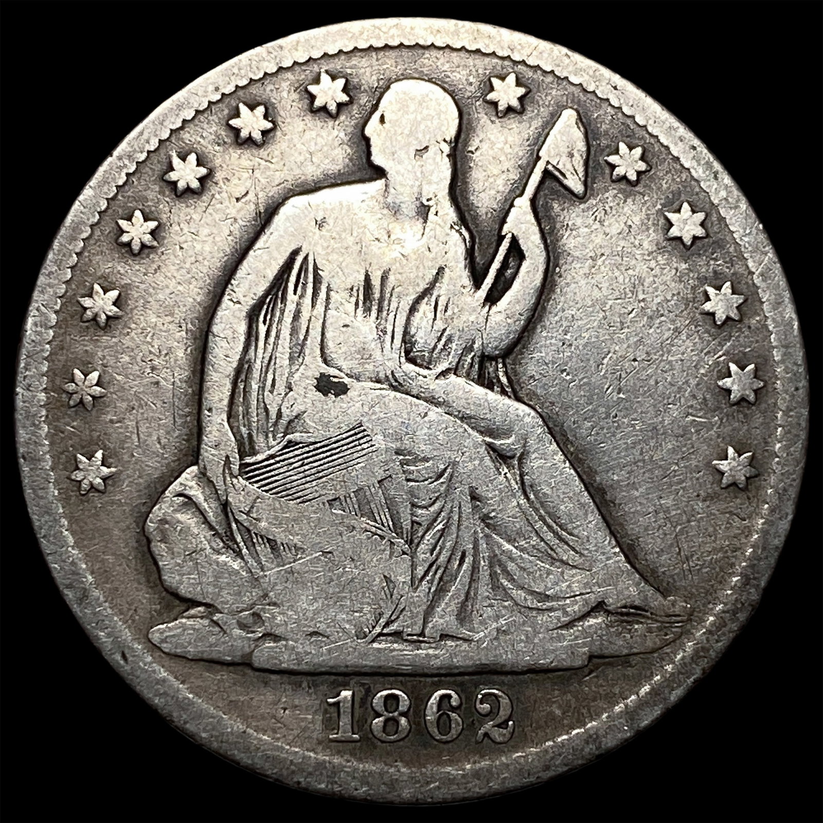 1862-S Silver Half Dollar LIGHTLY CIRCULATED: 1862-S Silver Half Dollar LIGHTLY CIRCULATED