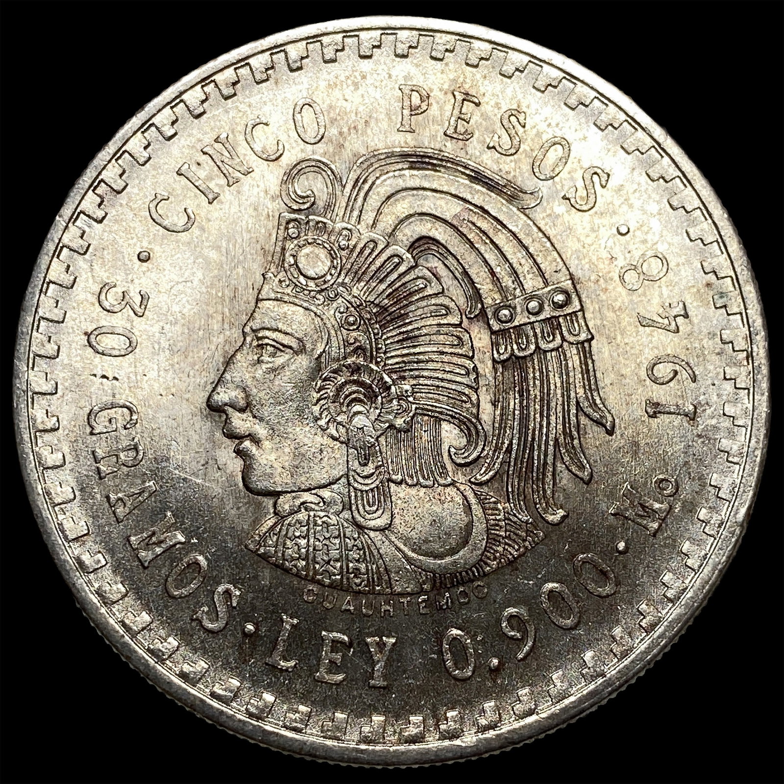 1948 Mexico Silver 5 Pesos Cuauhtmoc UNCIRCULATED: 1948 Mexico Silver 5 Pesos Cuauhtmoc UNCIRCULATED