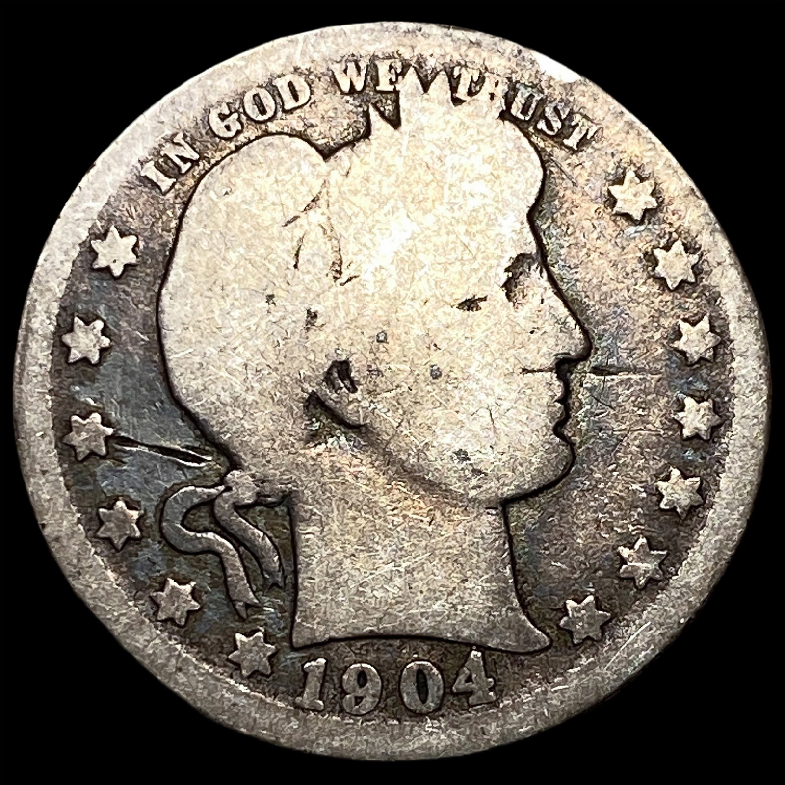 1904 Barber Quarter NICELY CIRCULATED: 1904 Barber Quarter NICELY CIRCULATED