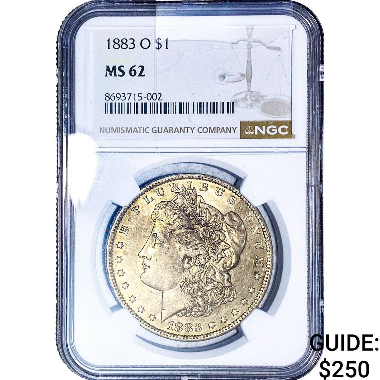 1883-O Morgan Silver Dollar NGC MS62: 1883-O Morgan Silver Dollar NGC MS62