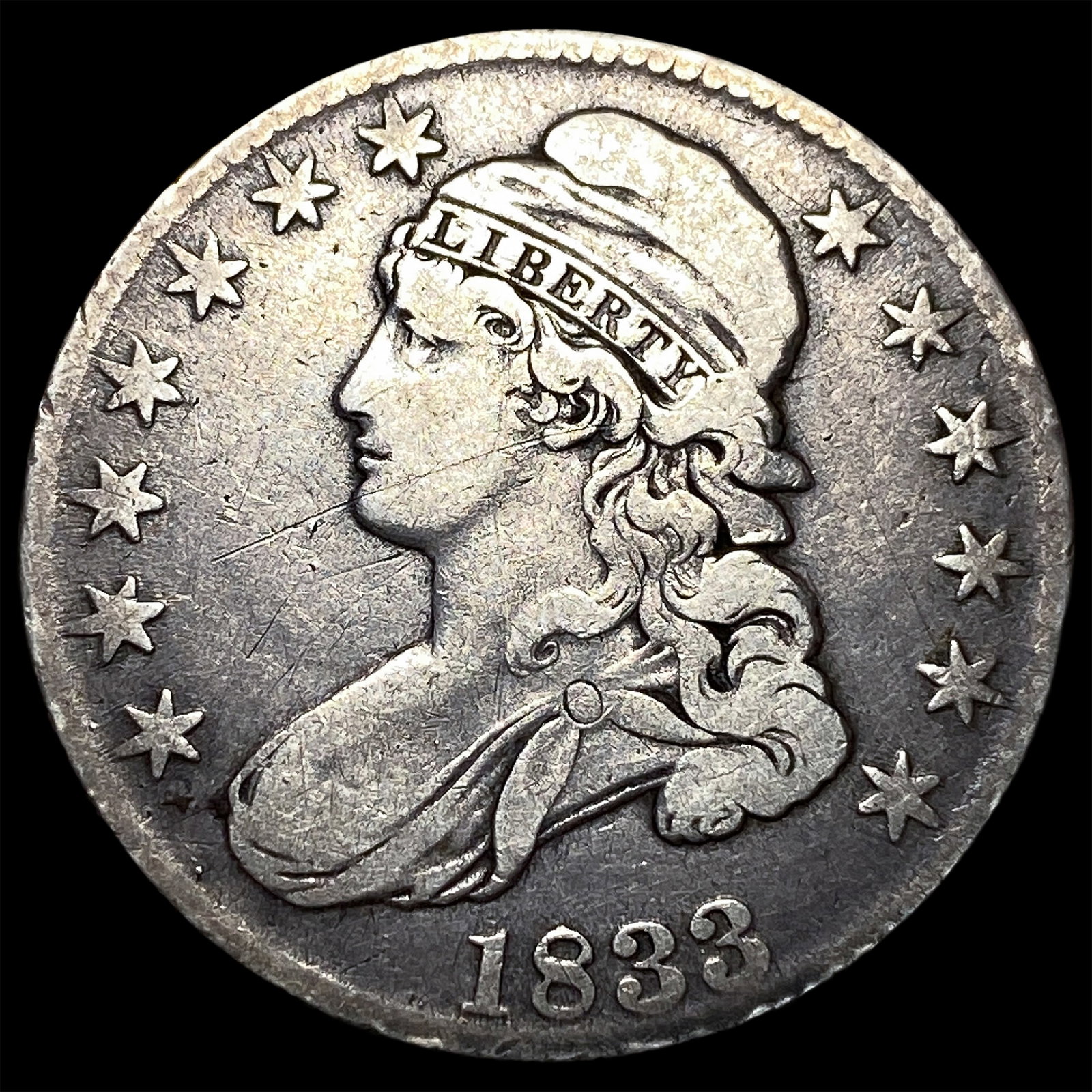 1833 Capped Bust Half Dollar ABOUT UNCIRCULATED: 1833 Capped Bust Half Dollar ABOUT UNCIRCULATED