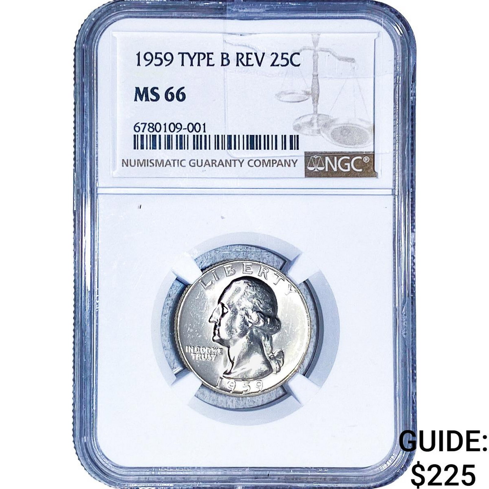 1959 Washington Silver Quarter NGC MS66 Type B Rev. (1 of 2)