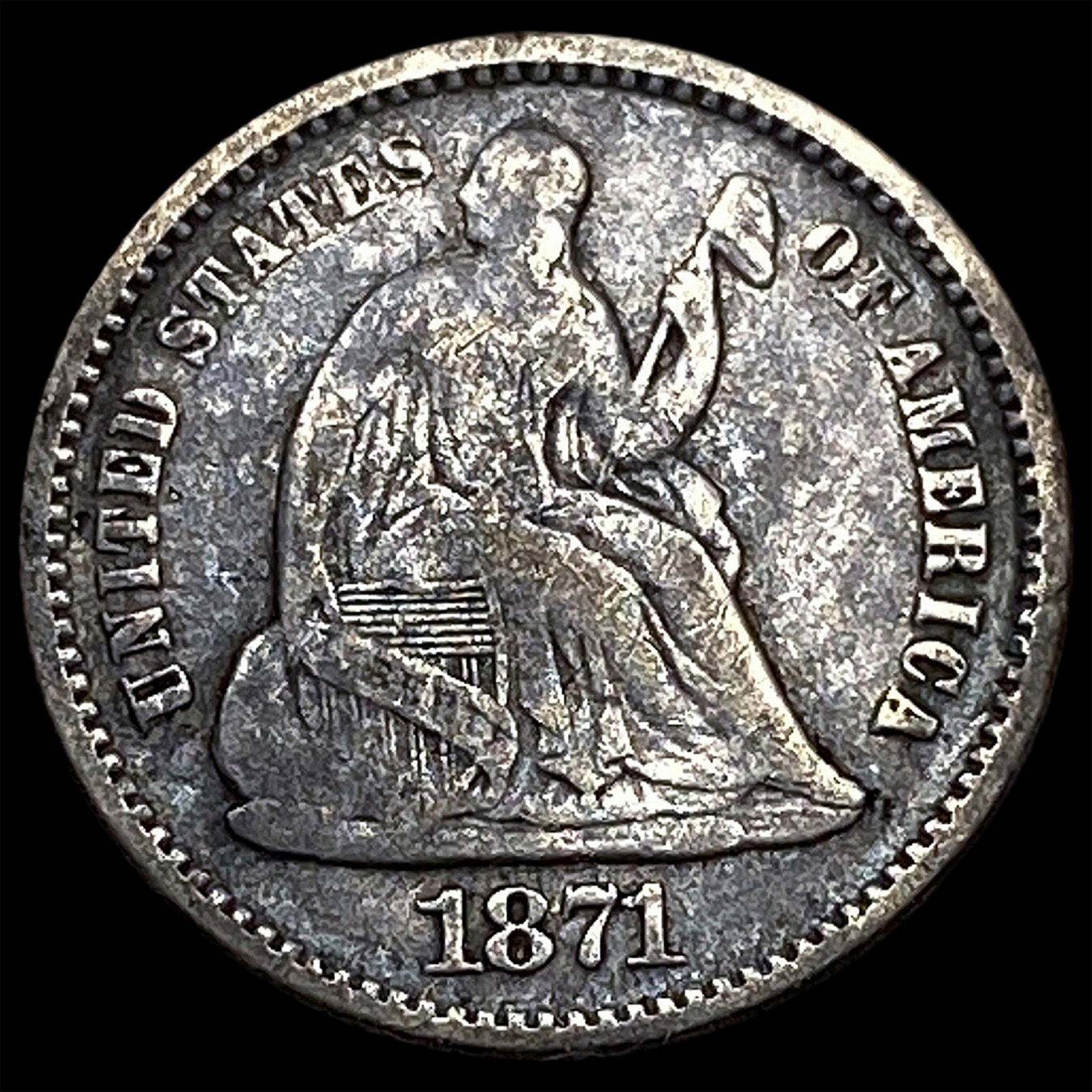 1871 Silver Half Dime NEARLY UNCIRCULATED: 1871 Silver Half Dime NEARLY UNCIRCULATED