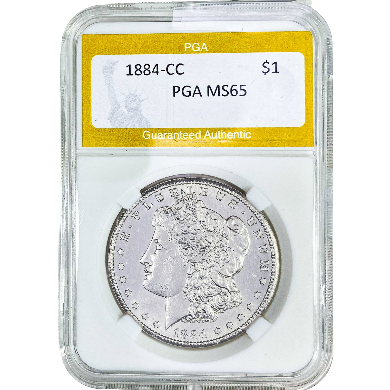 1884-CC Morgan Silver Dollar PGA MS65: 1884-CC Morgan Silver Dollar PGA MS65