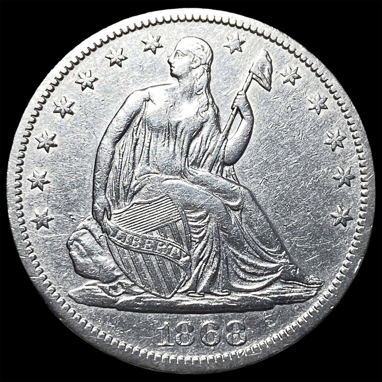 1868-S Silver Half Dollar CLOSELY UNCIRCULATED: 1868-S Silver Half Dollar CLOSELY UNCIRCULATED